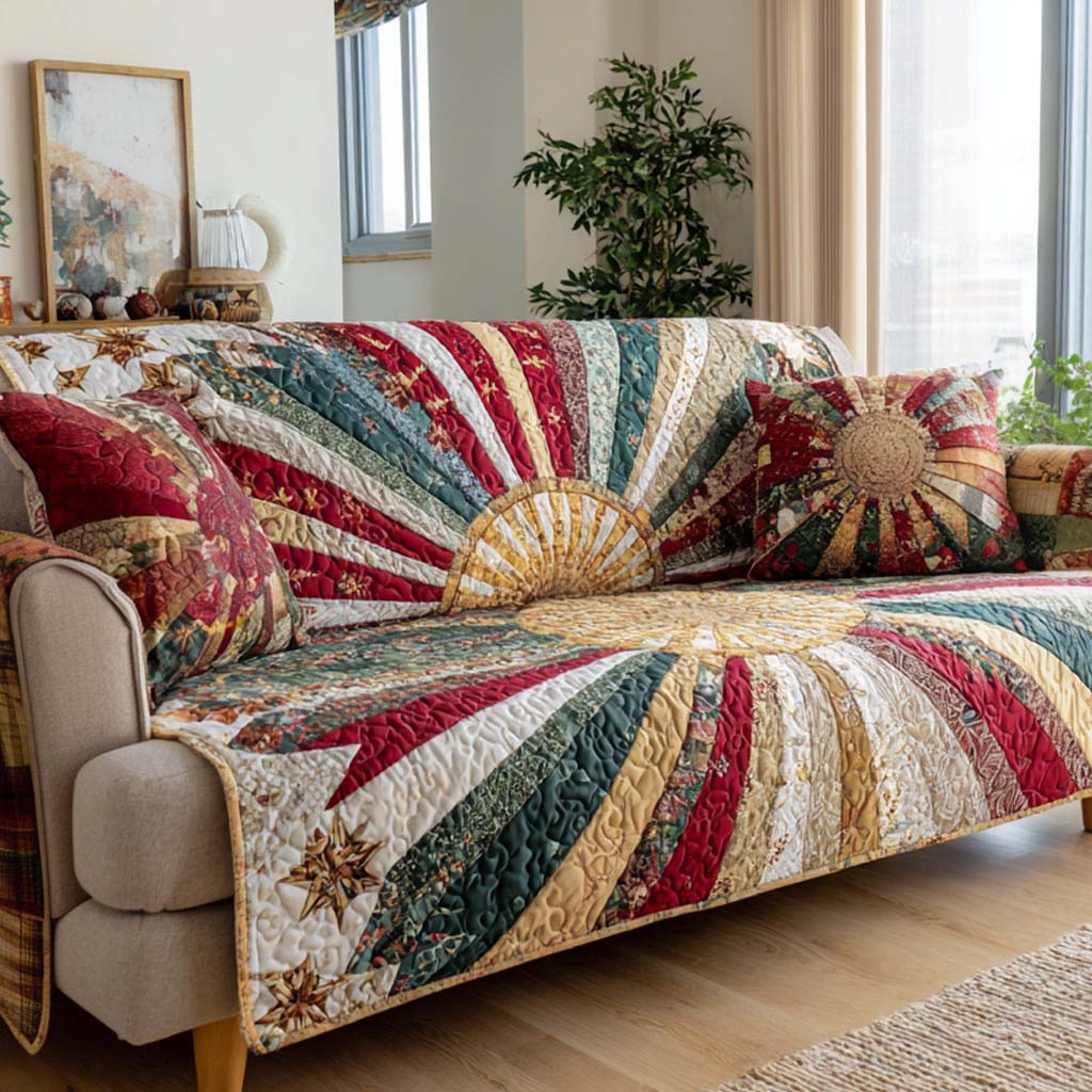 Ivory Radiance Quilted Sofa Cover Living Room Winter Decor Good Christmas Gifts