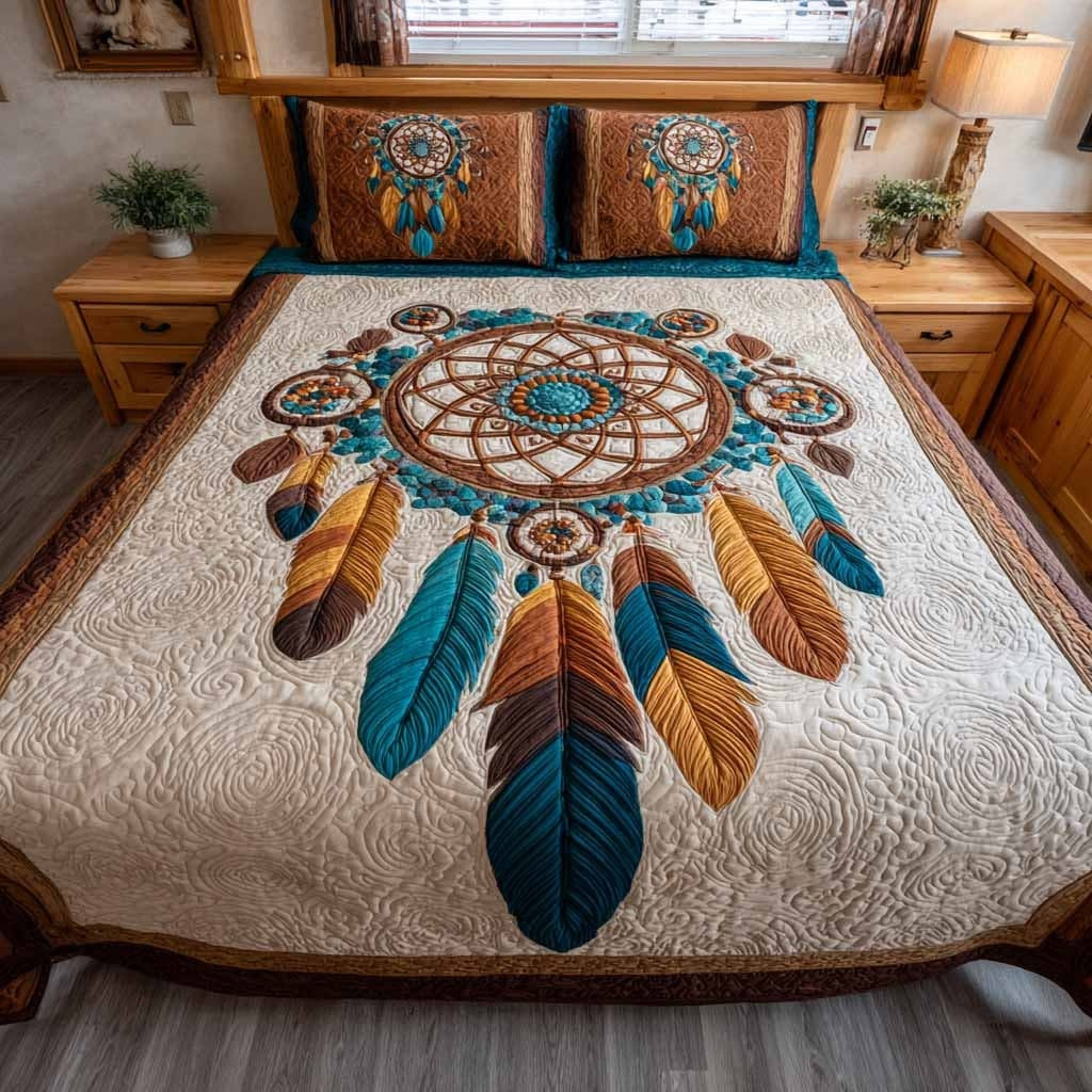 Ivory Sky Dreamcatcher Quilted Bedding Set Bedroom Decor Native American Gifts Shop