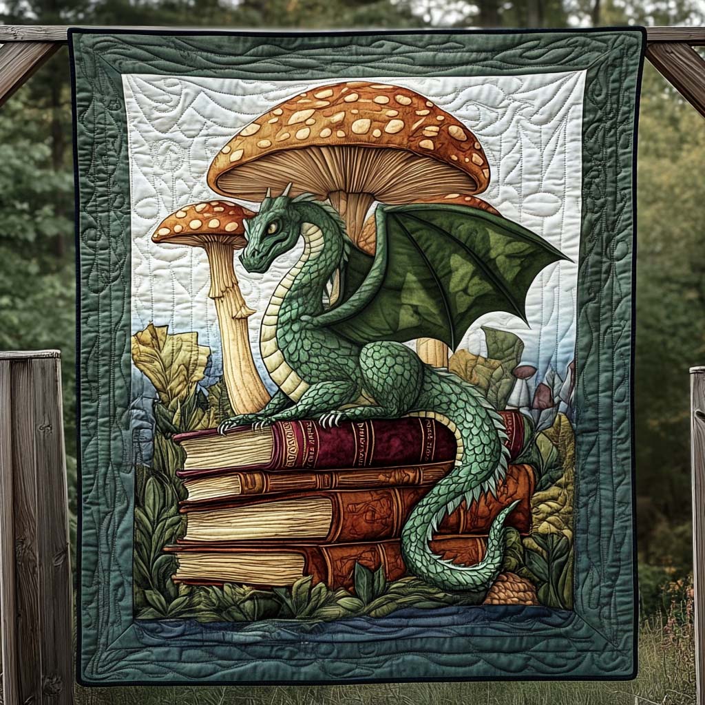 Jade Serpent Quilted Blanket Cool Bedroom Decor Best Gifts For Dragon Lovers
