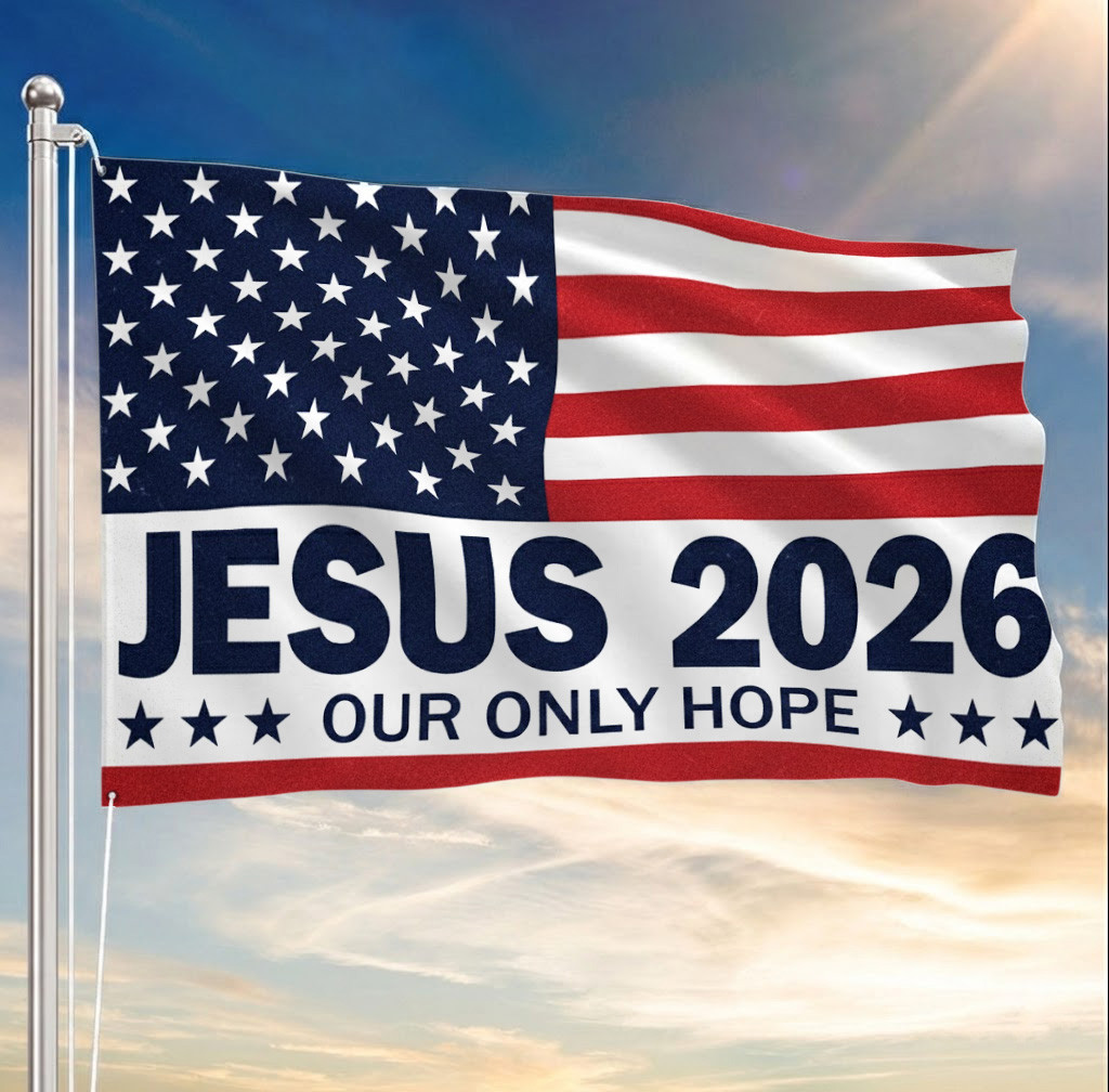 Jesus 2026 Our Only Hope Flag Christian Patriotic American Grommet Flag Gift for Believers