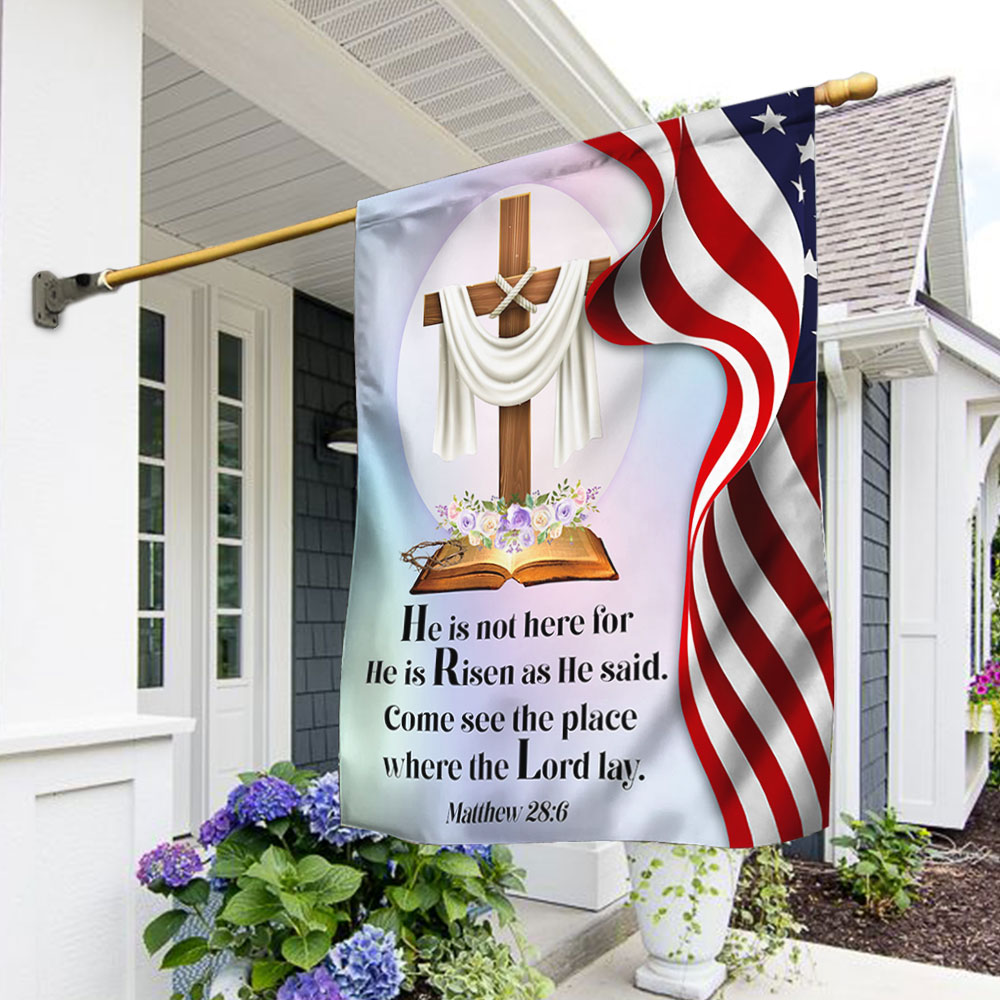 Jesus Cross Easter Day American Flag He Is Not Here He Is Risen Flag Gift For Men