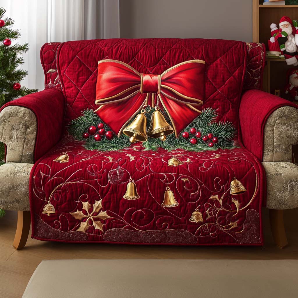 Jingle All Day Quilted Sofa Cover Christmas Sofa Cover Grandparent Christmas Gifts