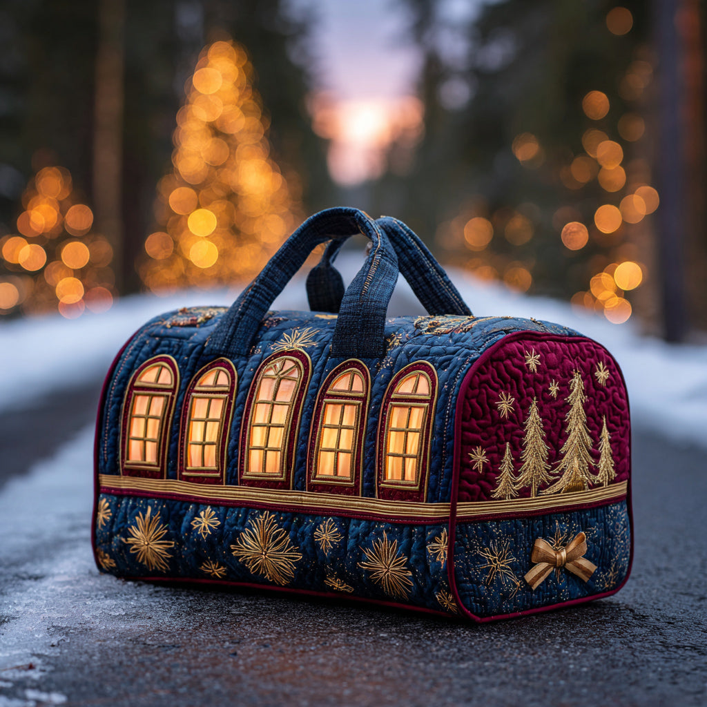 Jingle Christmas Train Quilted Duffle Bag Best Garment Travel Bag Romantic Christmas Gifts