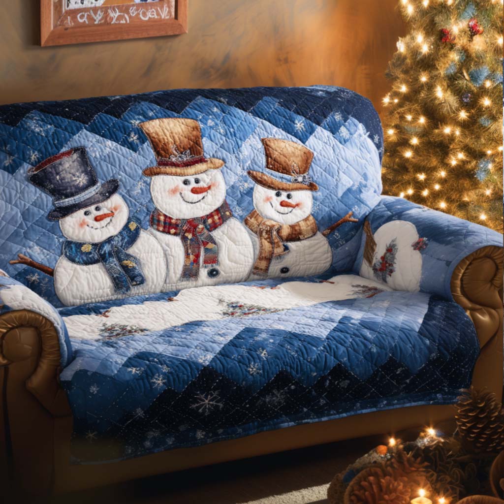 Jingle Snow Quilted Sofa Cover Sofa Protector Cover Good Christmas Gifts