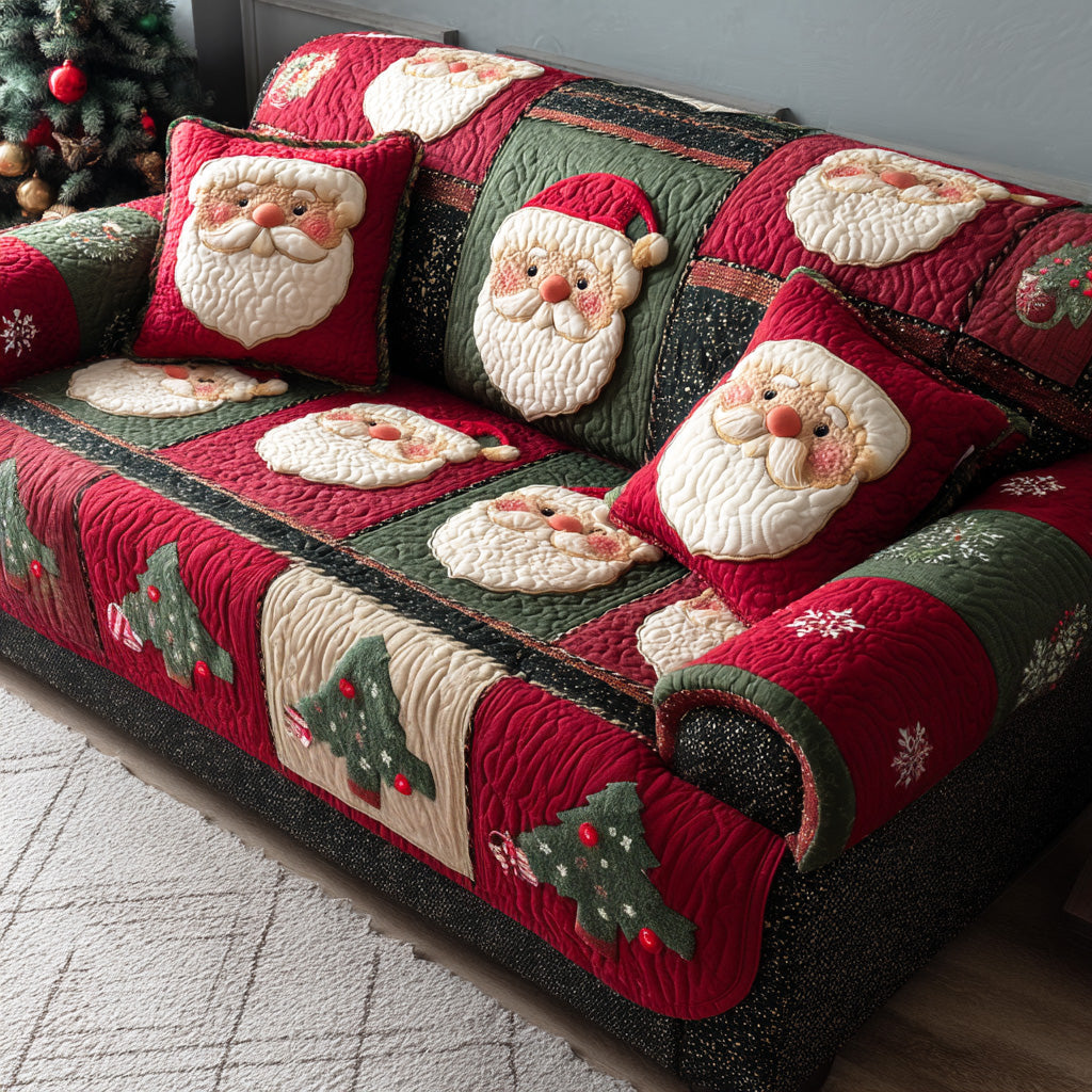 Jolly Claus Quilted Sofa Cover Christmas Decorations Indoor Christmas Gifts For Wife
