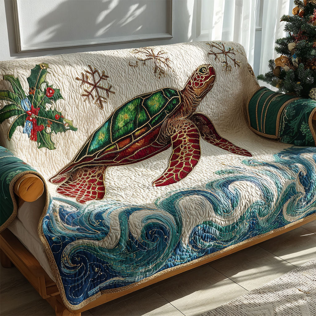 Jolly Turtle Beach Quilted Sofa Cover Holiday Living Christmas Decor Sea Turtle Gifts For Him