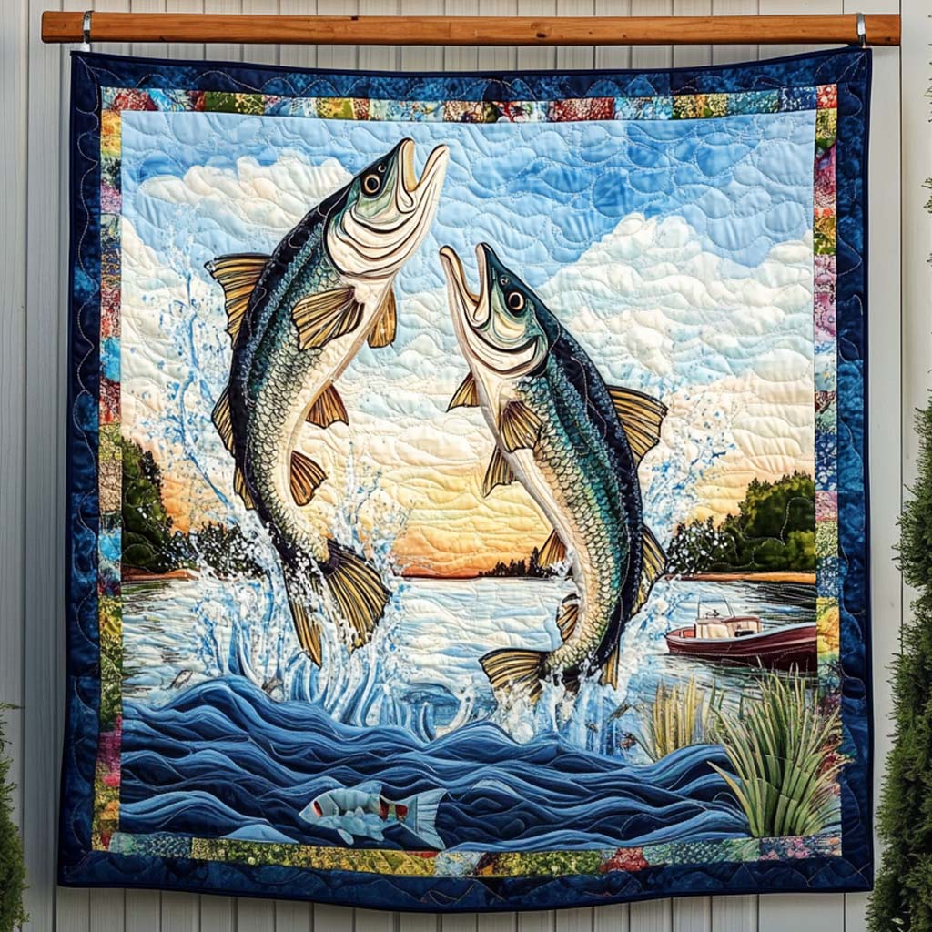 Jumping Fish Quilted Blanket Bedroom Room Decor Simple Mother's Day Gifts
