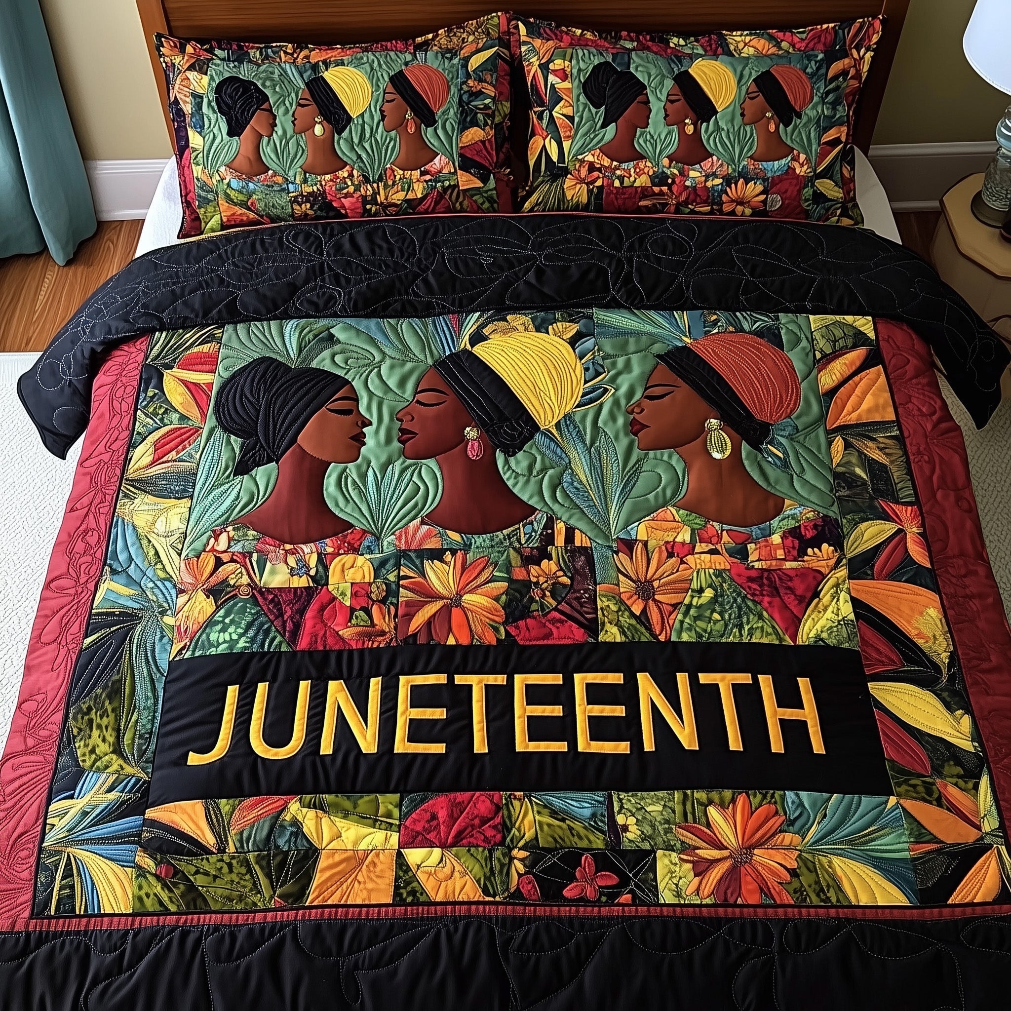 Juneteenth Quilted Bedding Set Freedom Heritage Bedroom Decor Gift For Juneteenth Celebration