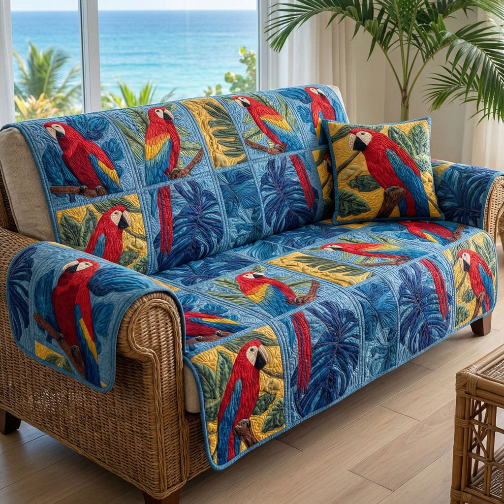 Jungle Breeze Quilted Sofa Cover Furniture Slipcovers For Sofas Great Gifts For Beach Lovers