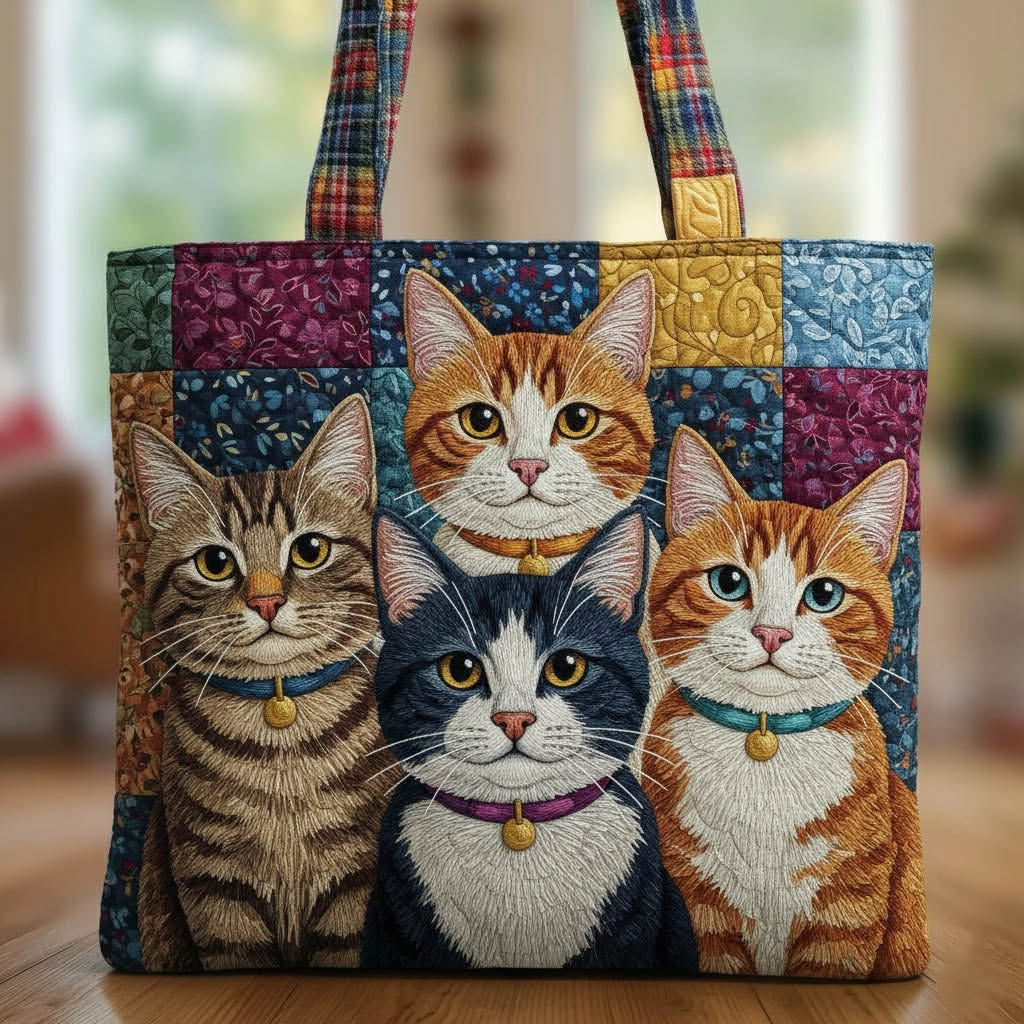 Kittens Playful Quilted Tote Bag Cute Animal Bag Best Gifts For Cat Lovers