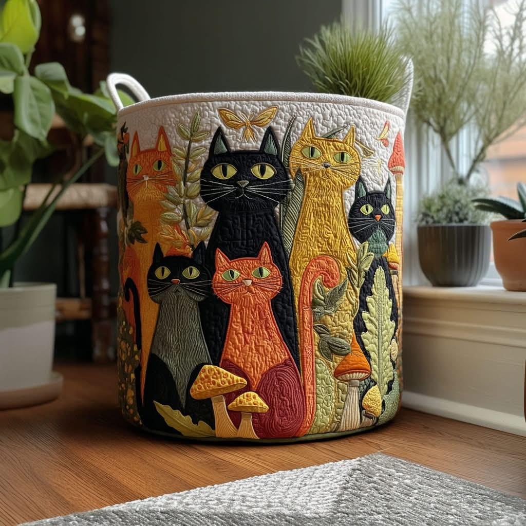 Kitty Dream Hollow Quilted Laundry Basket Cute Animal Laundry Hamper Gift For Cat Lovers