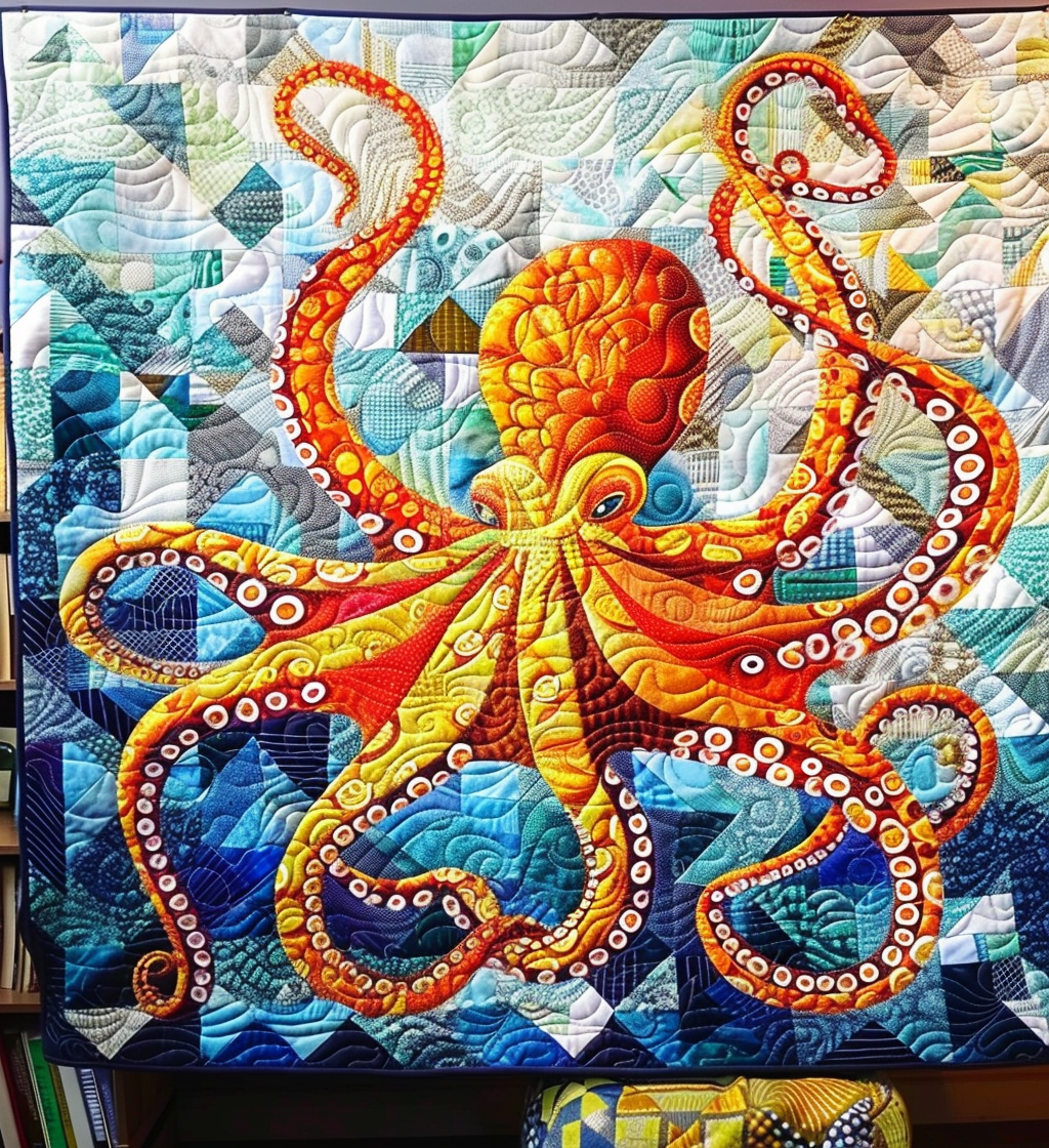 Kraken's Dance Quilted Blanket Best Queen Sheets Unique Father's Day Gifts