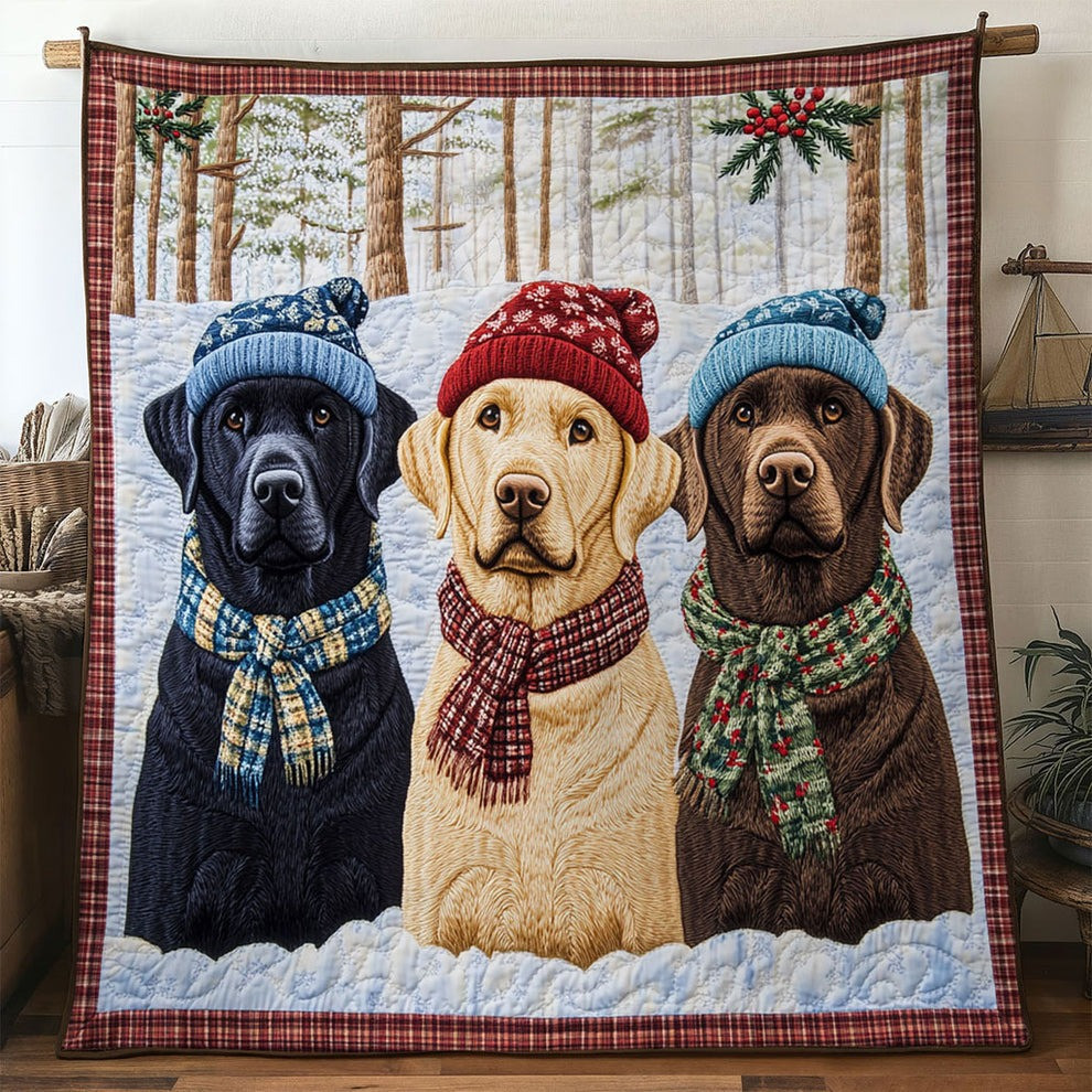 Labrador Cozy Cabin Quilted Blanket Christmas Gifts For Labrador Lovers