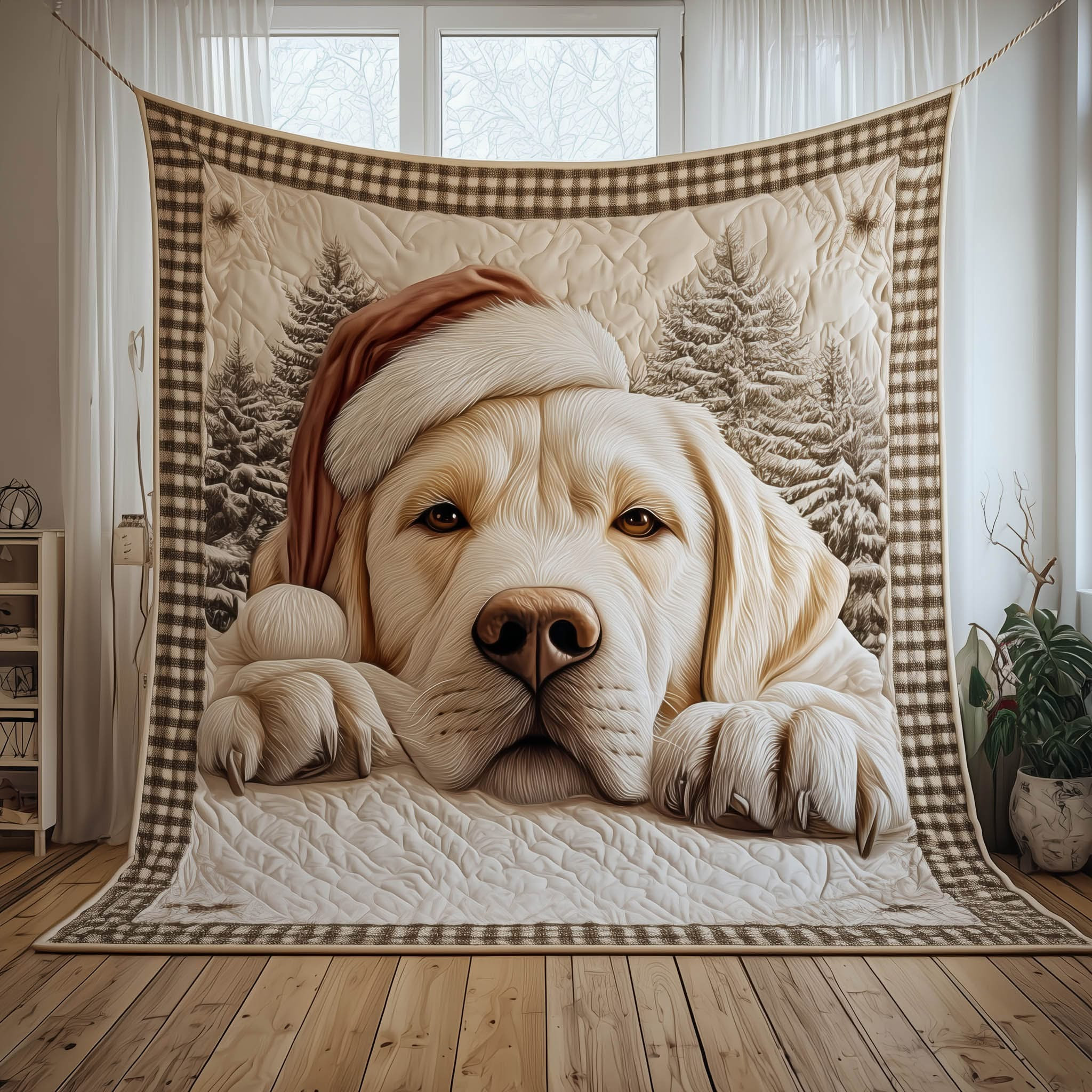 Labrador Retriever Holiday Christmas Quilted Blanket Cute Labrador Retriever Christmas Gifts