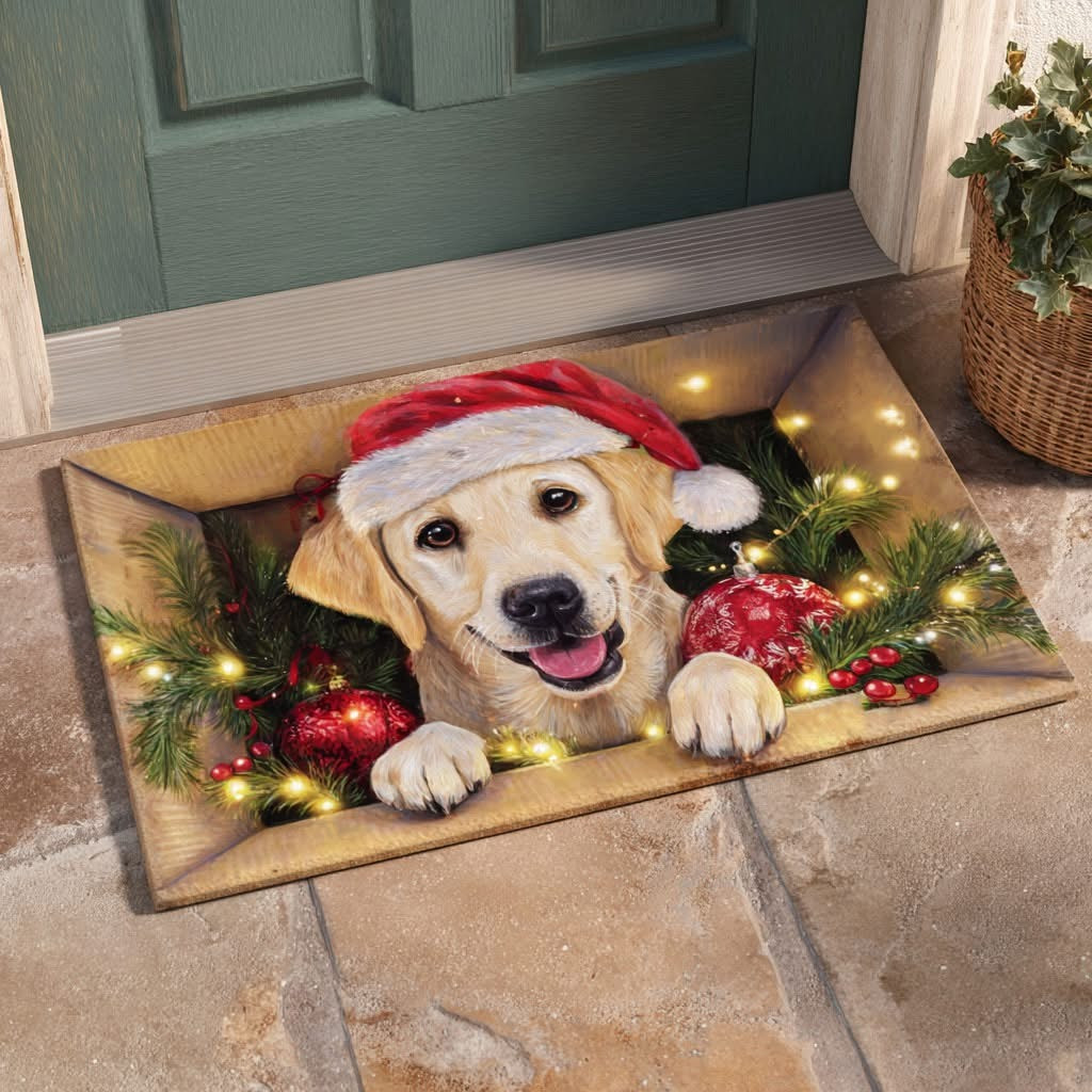 Labrador Retriever Puppy Jolly Xmas Doormat Outdoor Decoration Gifts For Dog Lovers