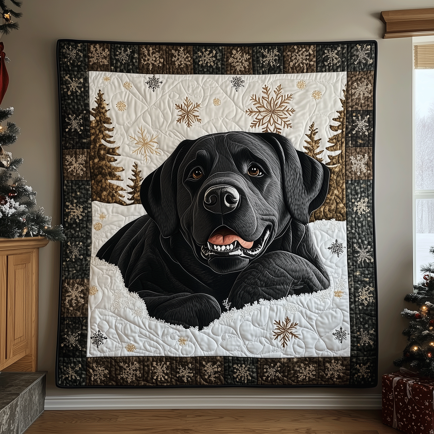 Labrador Sleigh Hug Quilted Blanket Good Sheet Sets Labrador Gifts For Owners