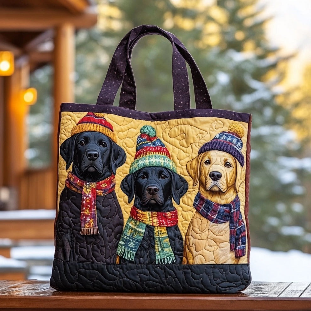 Labrador Winter Trio Quilted Tote Bag Christmas Presents For Labradors