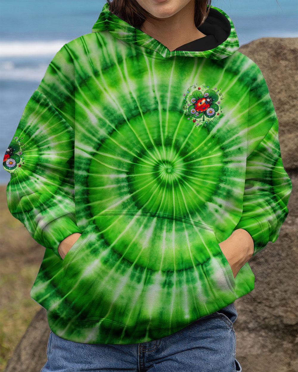 Ladybug Butterfly Kisses And Ladybug Hugs Tie Dye Hoodie Vibrant Colors Gift For Bestie