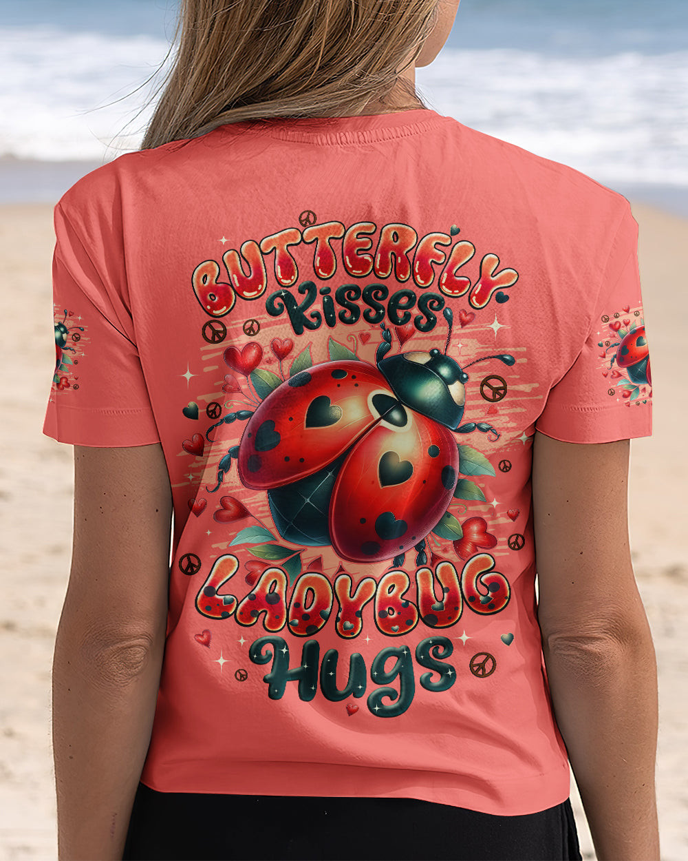 Ladybug Butterfly Kisses And Ladybug Hugs V-Neck T-Shirt Apparel Bestie Gifts
