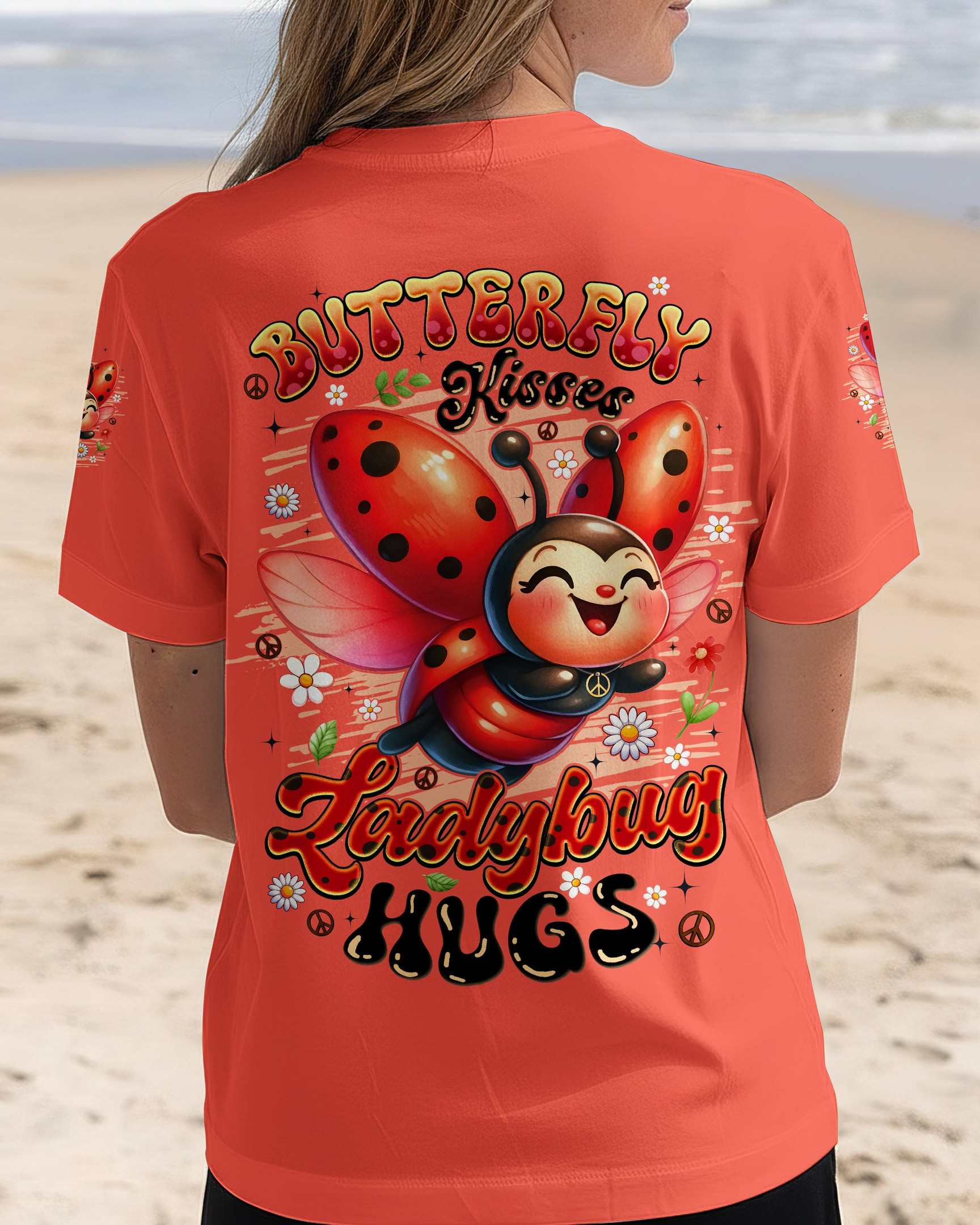 Ladybug Butterfly Kisses And Ladybug Hugs V-Neck T-Shirt Clothing Gifts Ideas