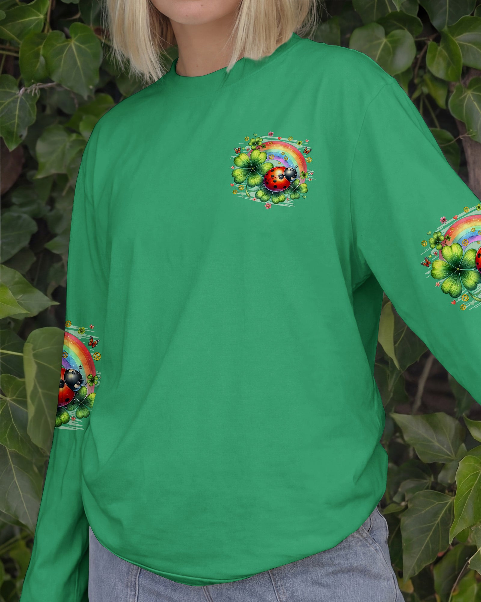 Ladybug In A World Where You Can Be Anything Be Kind Long Sleeve Shirt Rainbow Clovers For Wife - Image 2