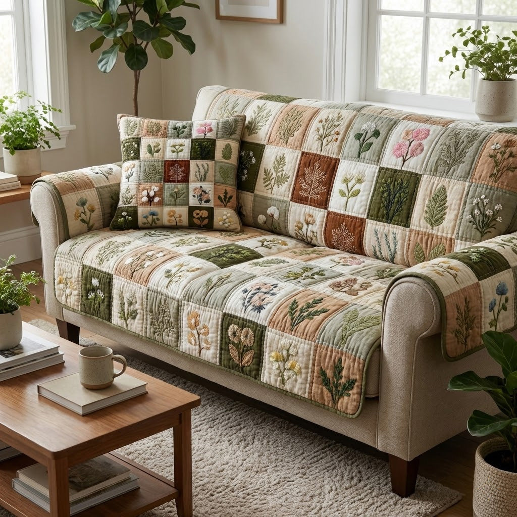 Leafy Grove Quilted Sofa Cover Good Sofa Covers Sunflower Gifts For Her