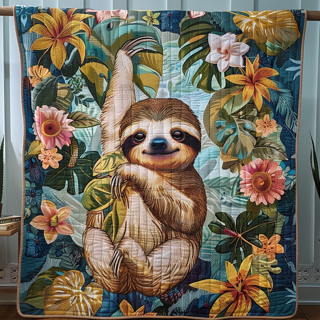 Leisurely Sloth Quilted Blanket Best King Bed Sheets 50Th Birthday Gifts For Men