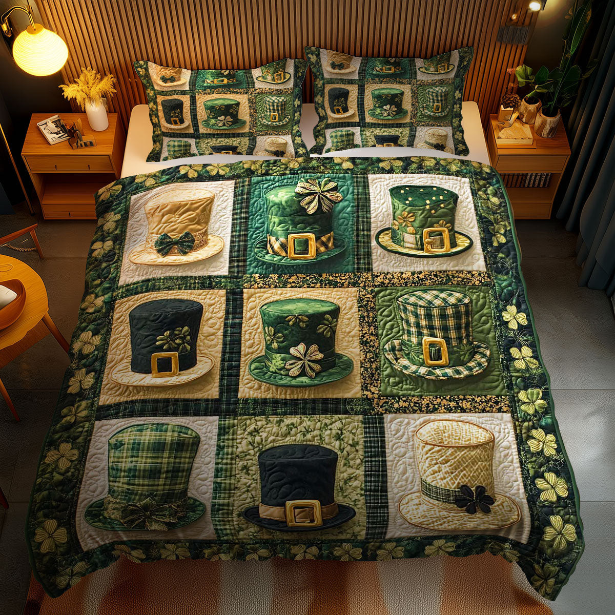 Leprechaun's Lucky Hat Duvet Cover Set Quilt Bedding Set Bedspread Cute St Patricks Day Gifts