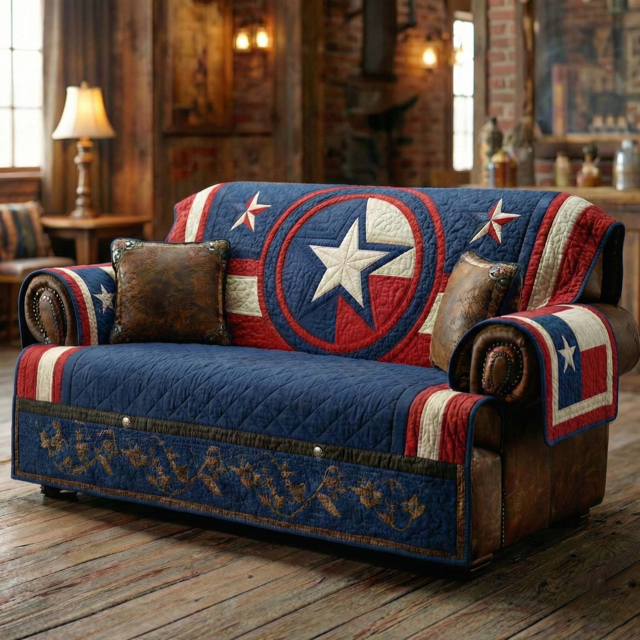 Liberty Star Quilted Sofa Cover Couch Seat Covers Texas Gifts For Her