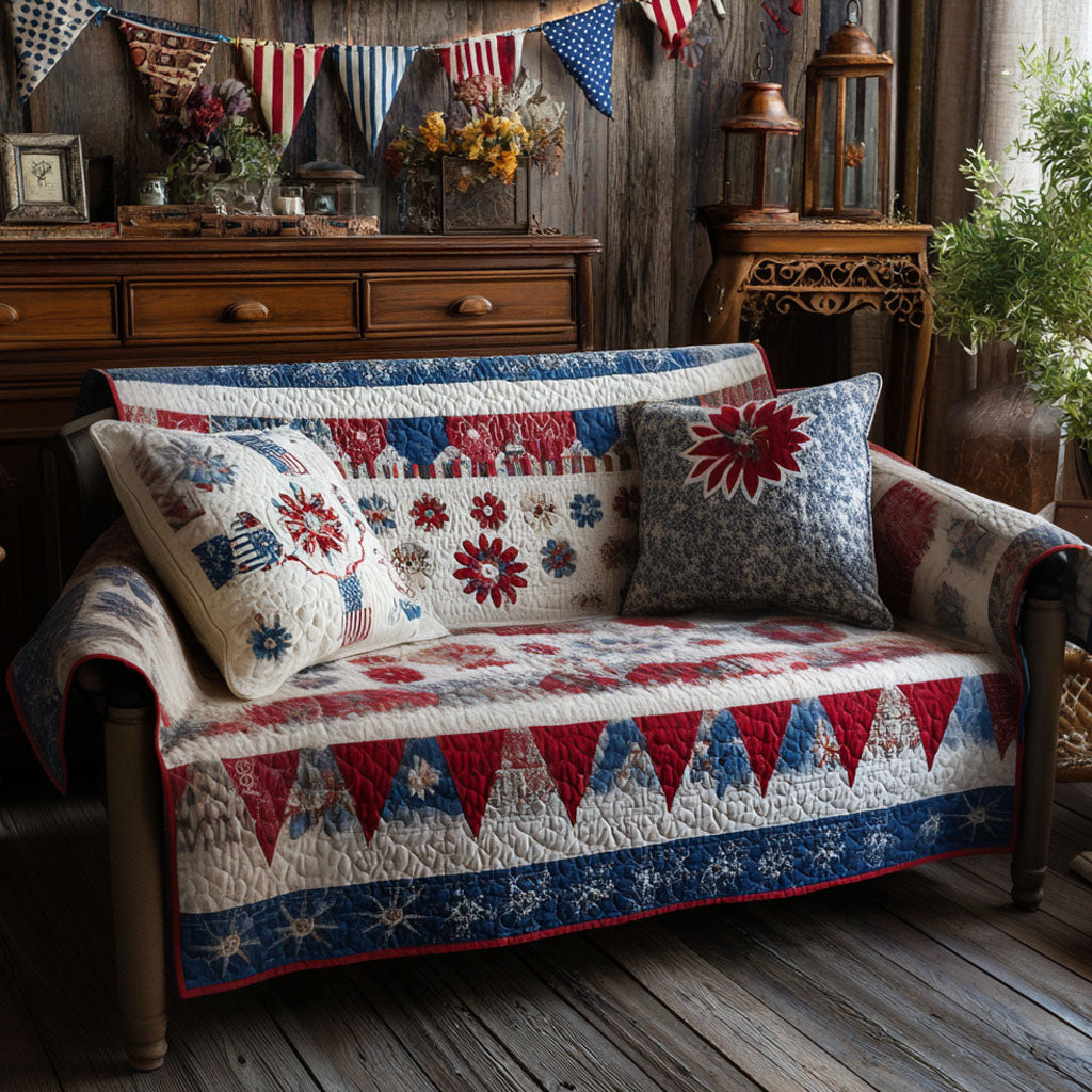 Liberty Starfield Quilted Sofa Cover Sofa Seat Protector Patriotic Gift Items