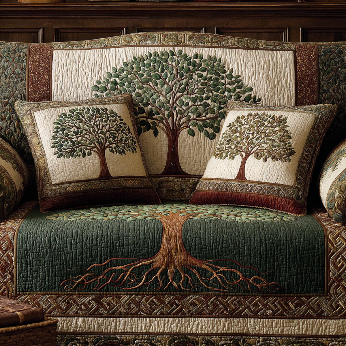 Life Circle Quilted Sofa Cover Living Decor Ideas Tree Of Life Gifts For Family