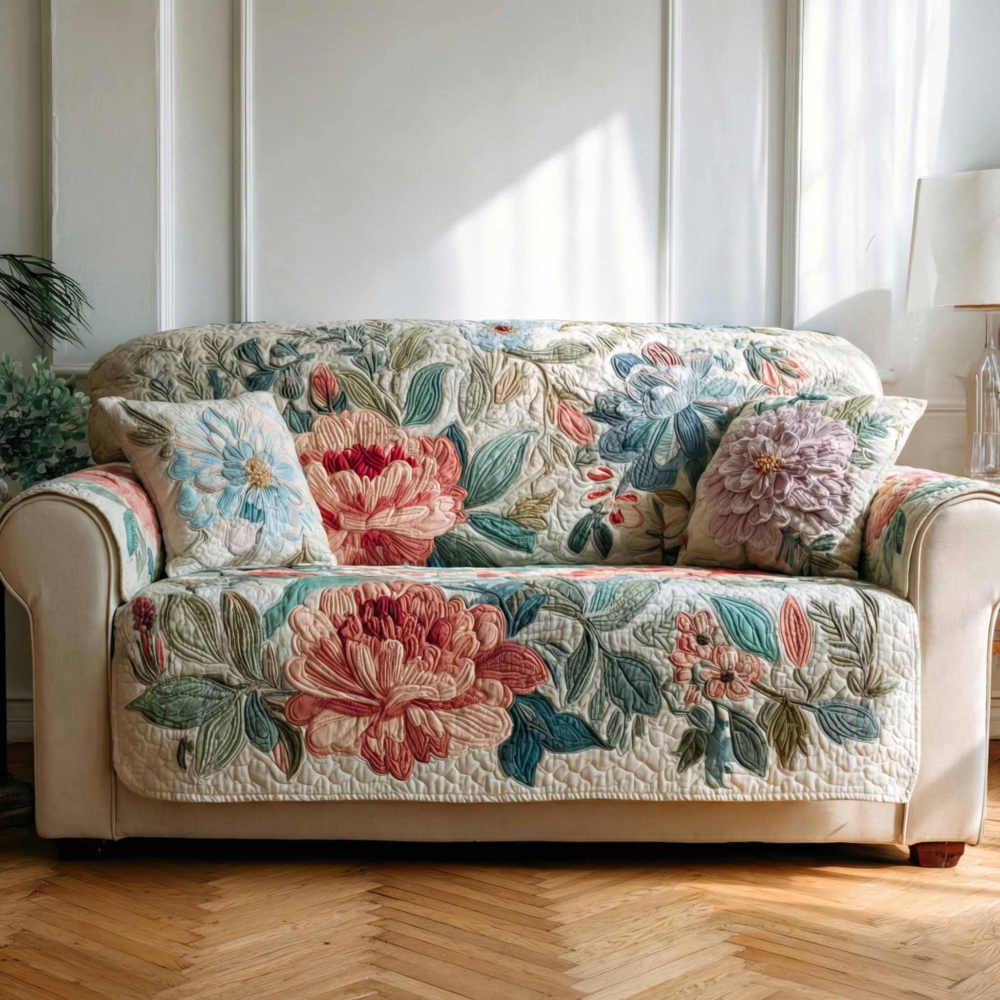 Light Meadow Quilted Sofa Cover Couch Covers Meaningful Gifts For Mom