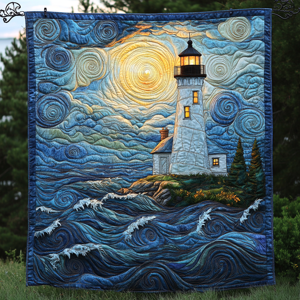 Lighthouse Glow Quilted Blanket Bedding Decor Unique Gifts For Dad
