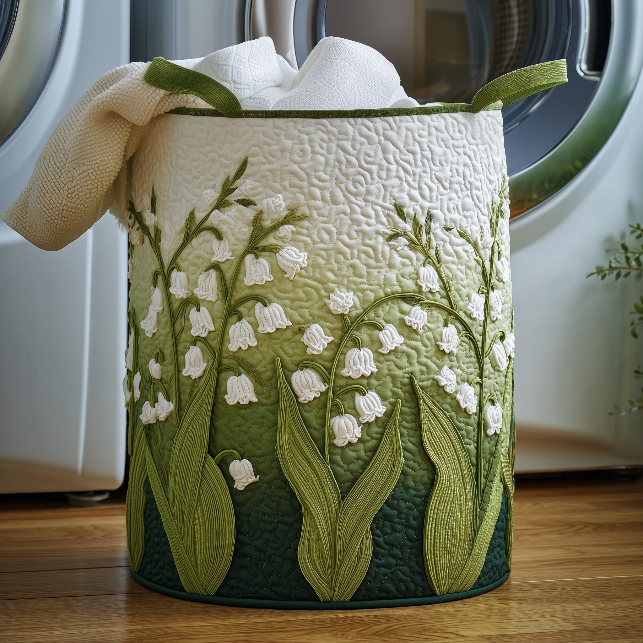 Lily Of The Valley Quilted Laundry Basket Adorable Gift For Flower Lovers