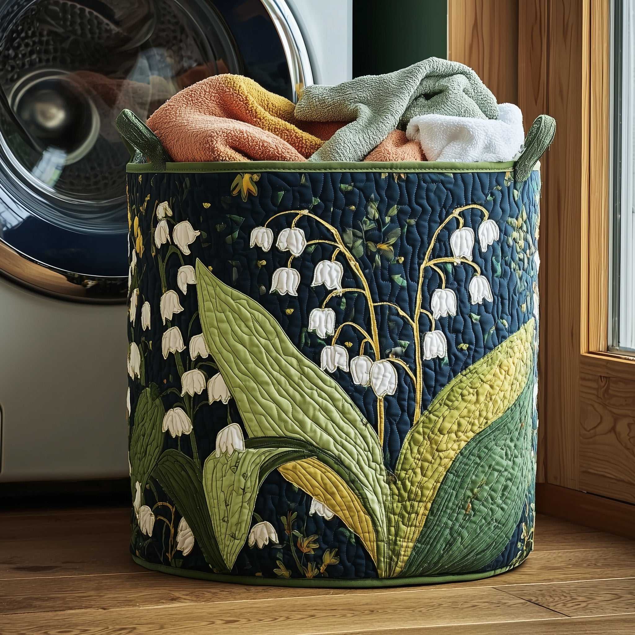 Lily Of The Valley Quilted Laundry Basket Fabric Clothes Basket Adorable Presents For Friends