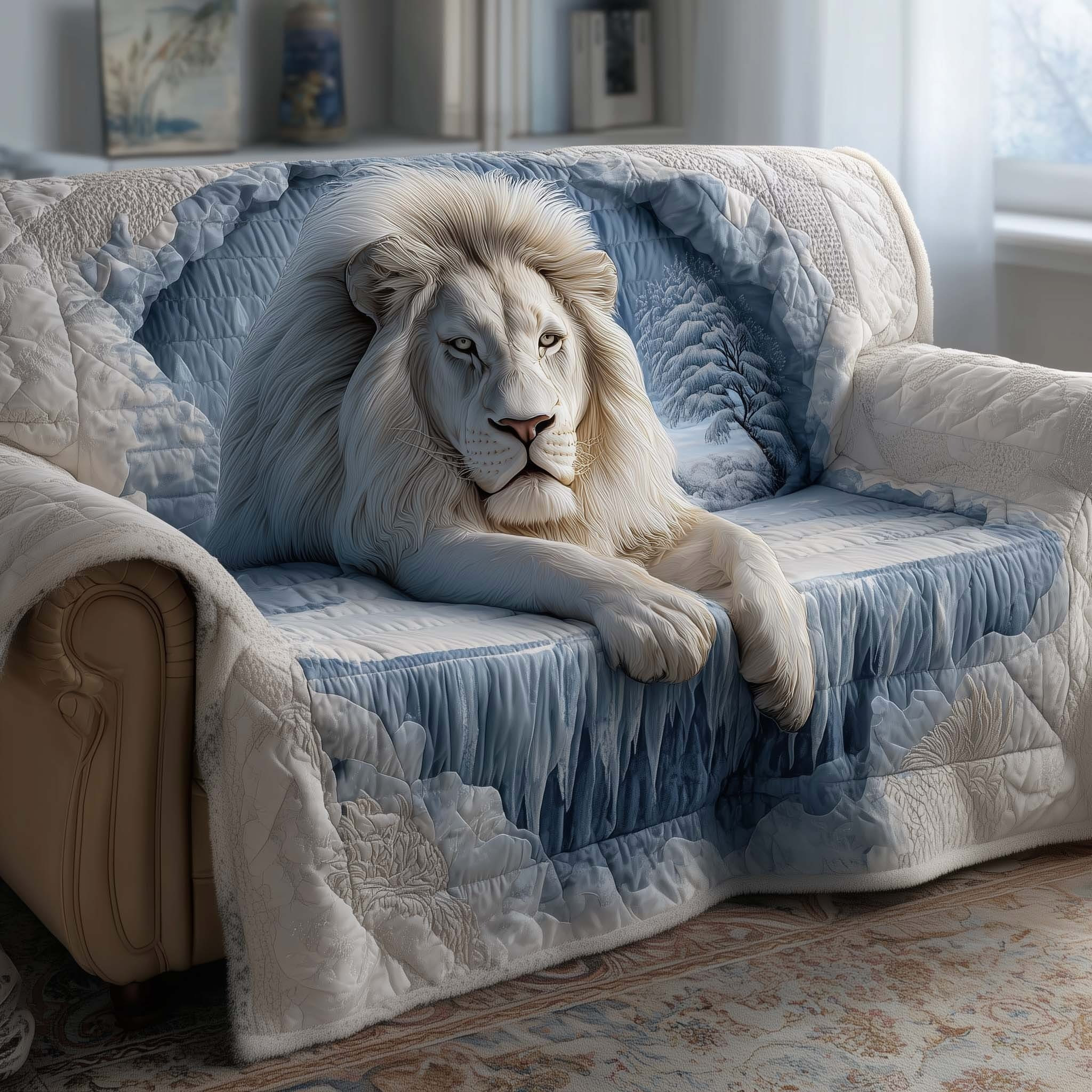 Lion Winter Quilted Sofa Cover Best Couch Covers Christmas Presents For Lion Lovers