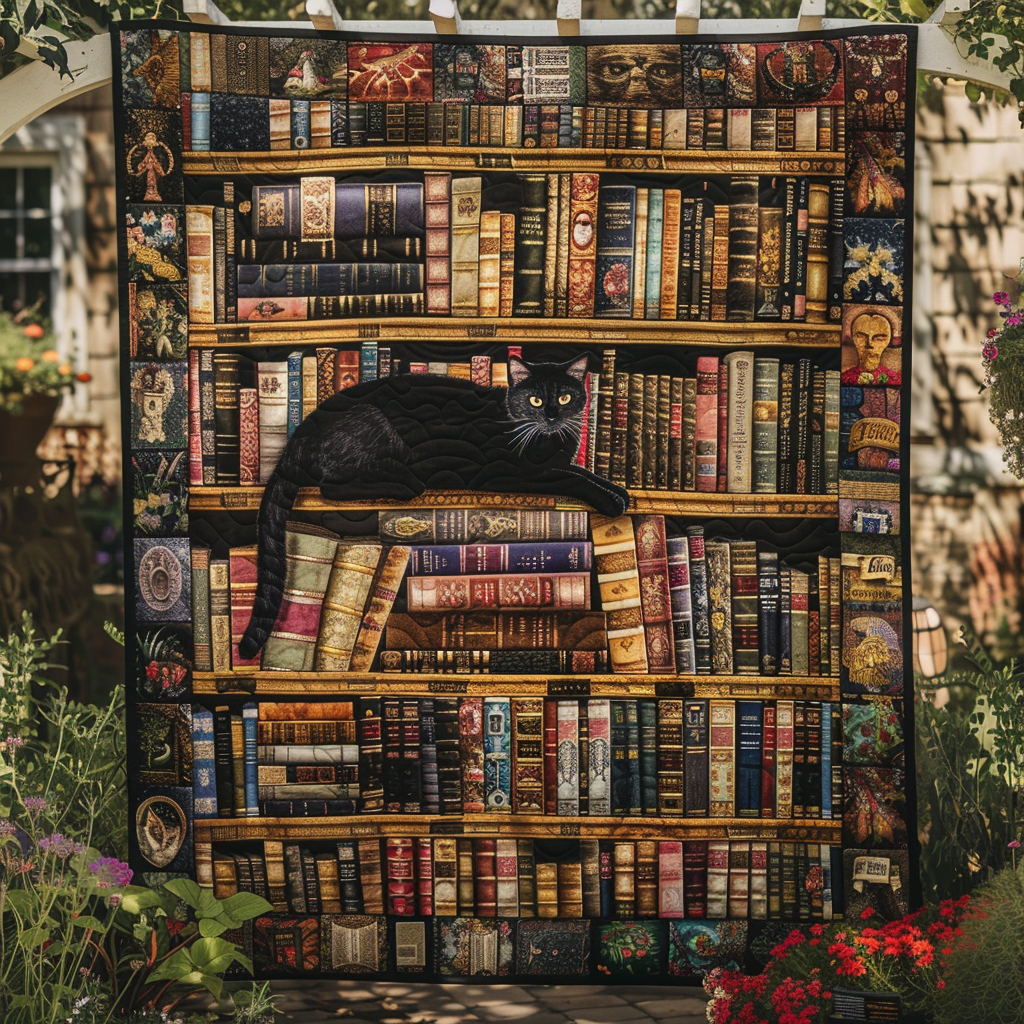 Literary Cat Quilted Blanket Bed Decorations Cat Gifts For Women