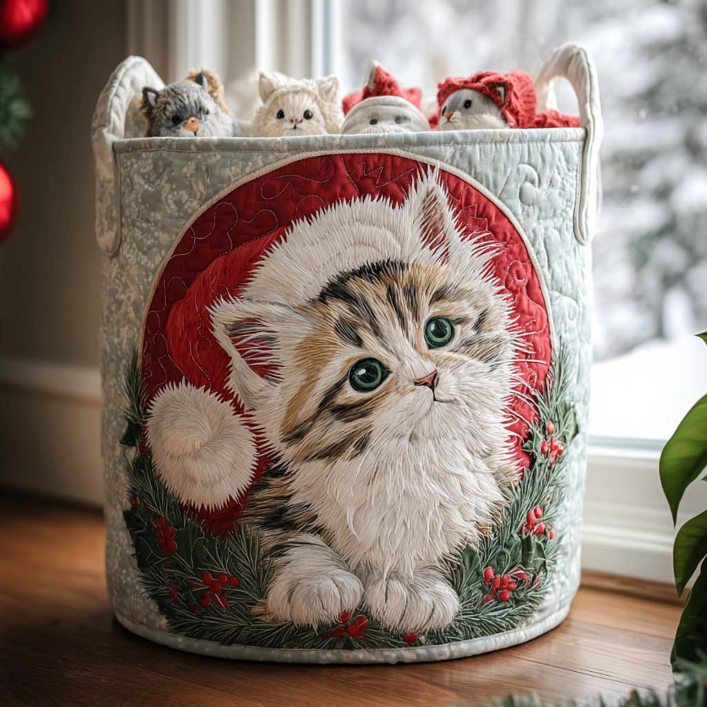 Little Purrfect Gift Quilted Laundry Basket Useful Quilted Basket Gift That Blends Style and Function