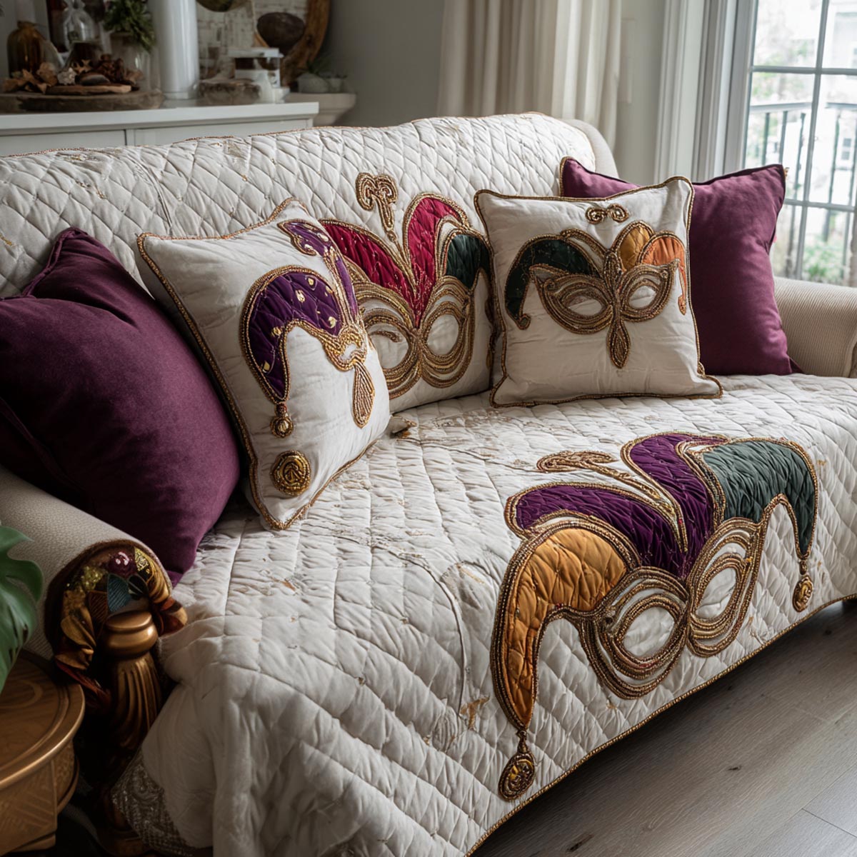 Lively Traditions Quilted Sofa Cover House Decor Mardi Gras Gift Shop