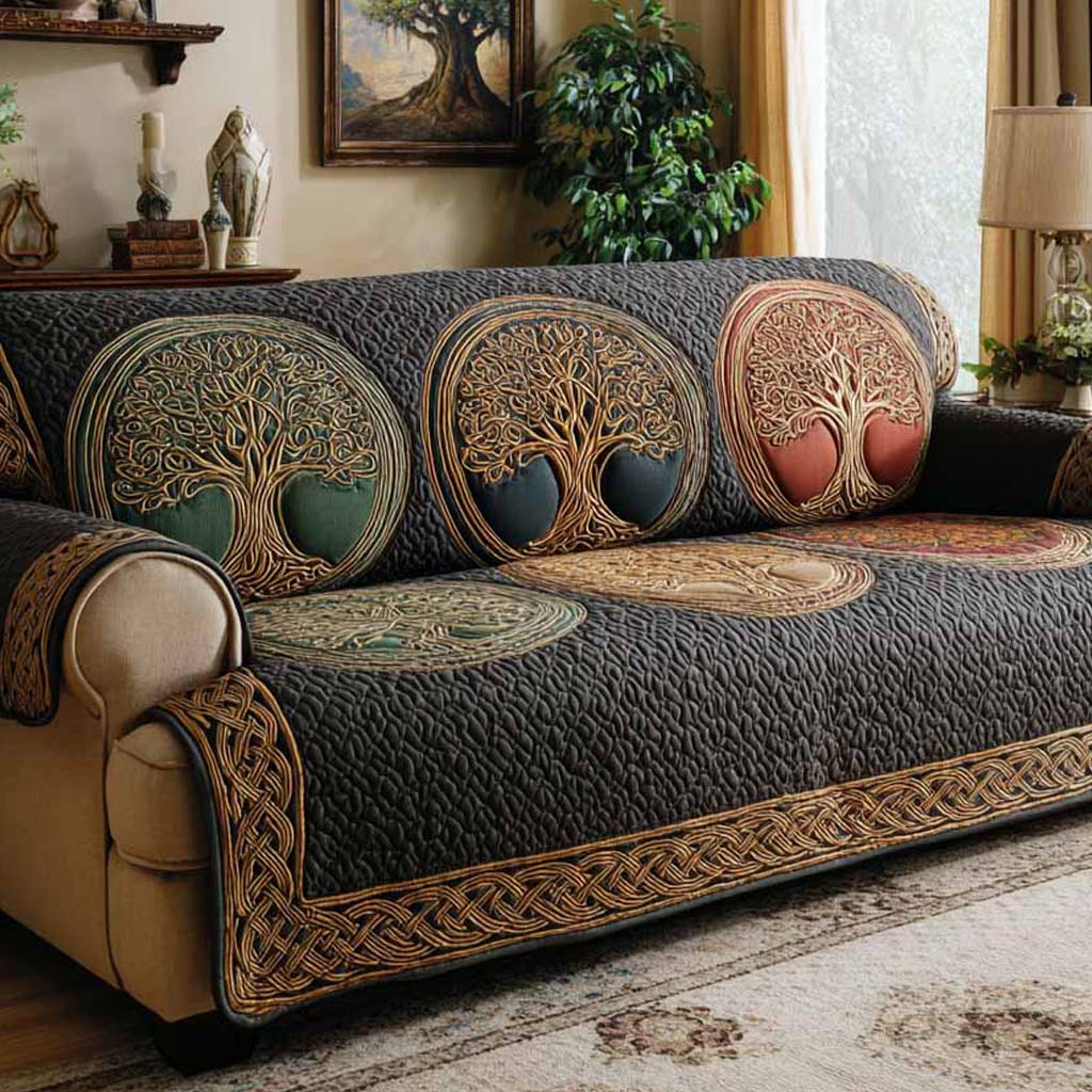 Living Tapestry Quilted Sofa Cover Furniture Slipcovers For Sofas Tree Of Life Gifts For Mom