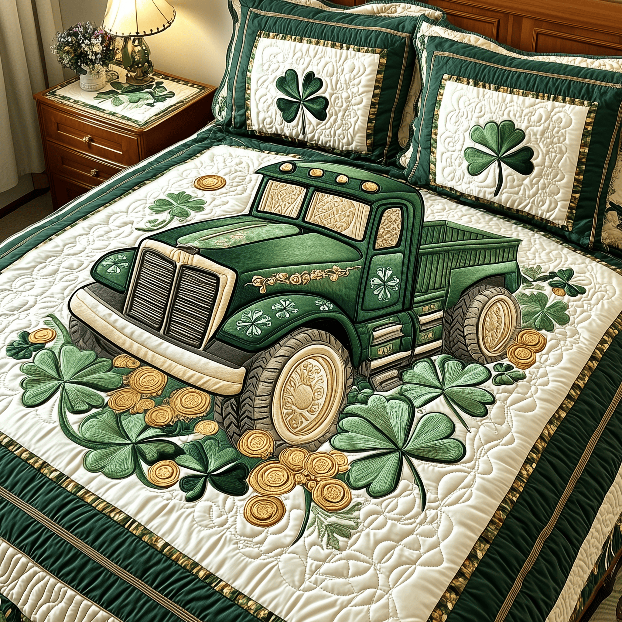 Loads Of Luck Quilted Bedding Set Happy St Patrick's Day Duvet Cover Irish Gifts For Men