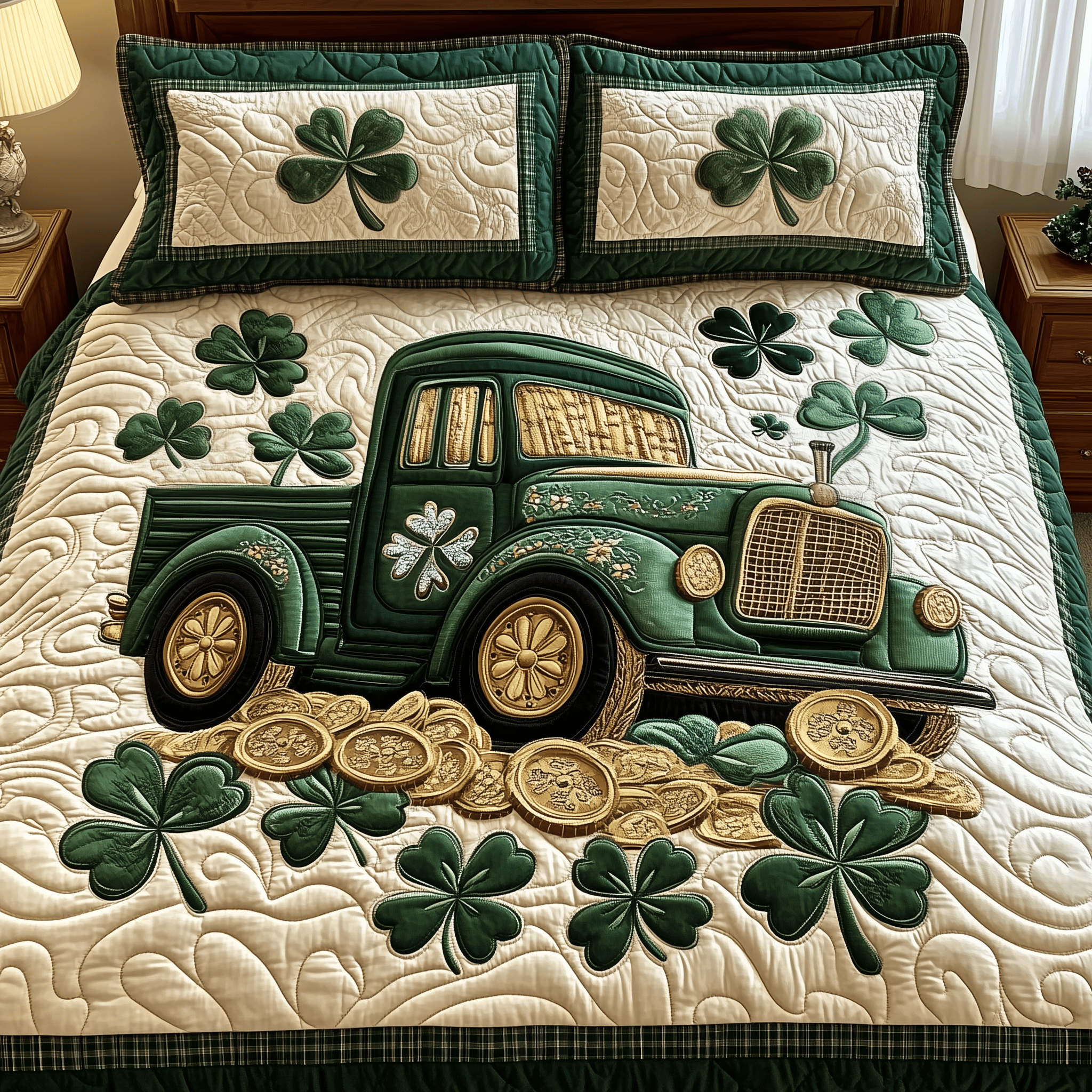 Loads Of Luck Quilted Bedding Set Happy St Patrick's Day Duvet Cover Irish Gifts For Women