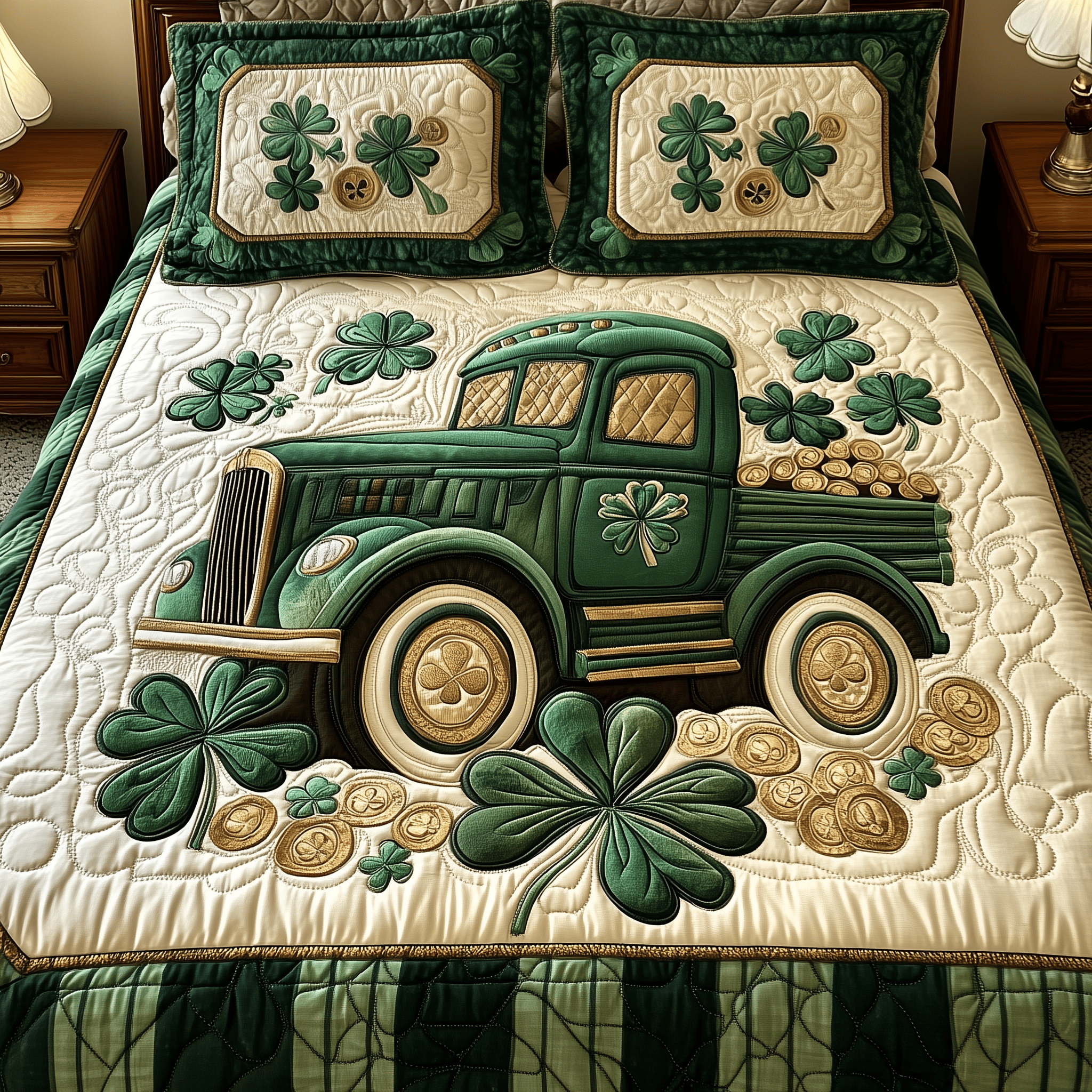 Loads Of Luck Quilted Bedding Set Saint Patrick's Day Duvet Cover Irish Gift Shop