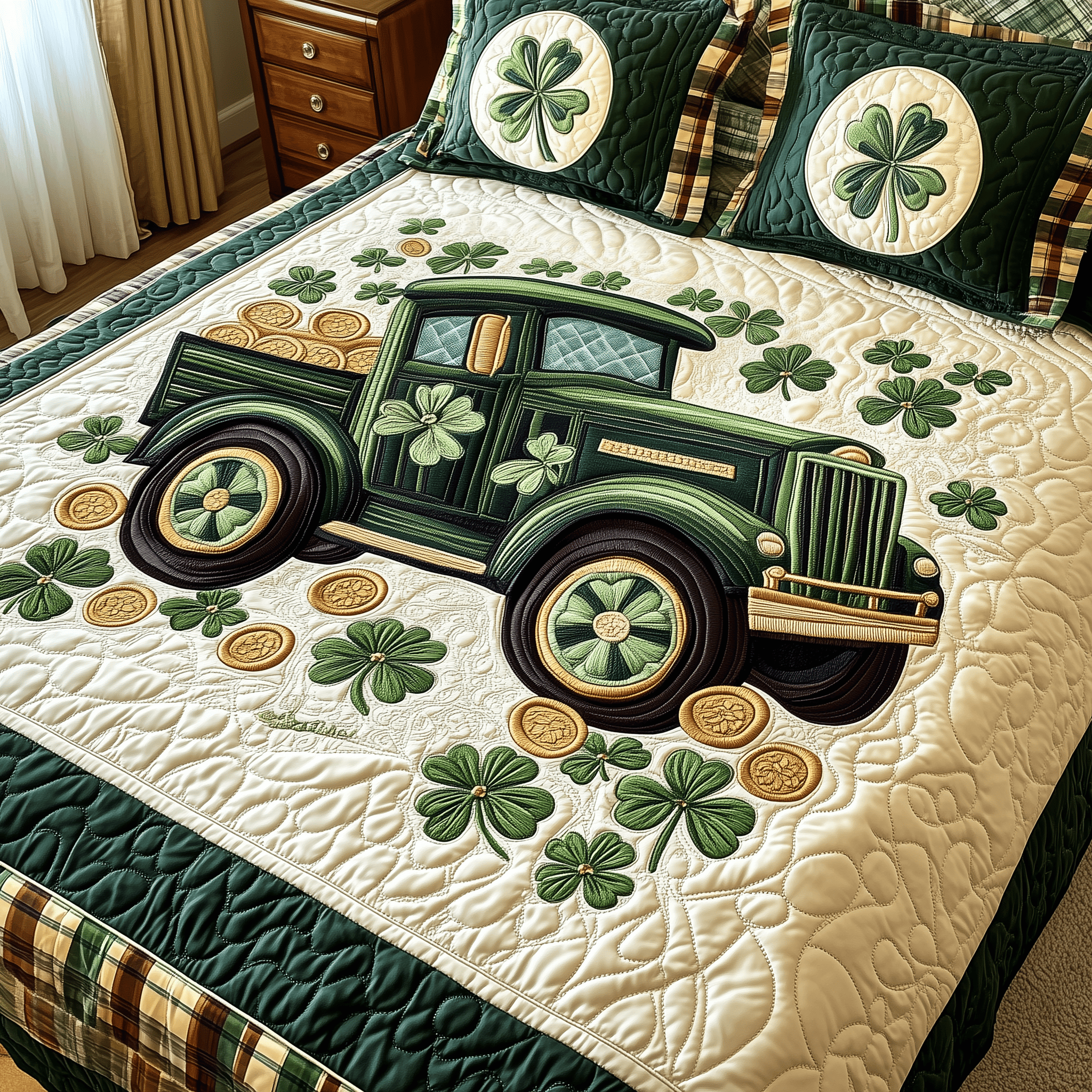 Loads Of Luck Quilted Bedding Set Saint Patrick's Day Duvet Cover Meaningful Irish Gifts