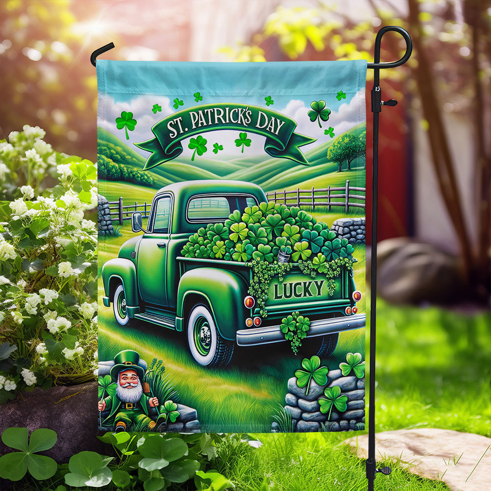 Loads Of Truck St Patrick's Day Flag Irish Shamrock Green Flag Garden Decoration