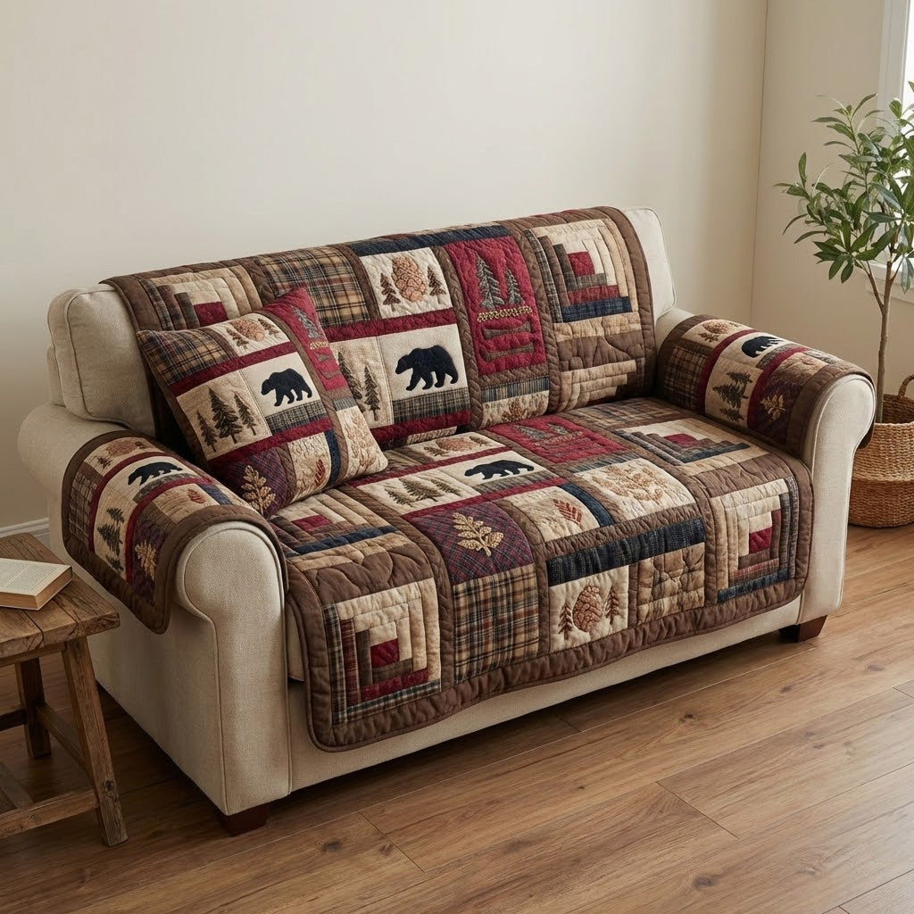 Lodge Bears Quilted Sofa Cover Nice Sofa Covers Best Gifts For Bear Lovers Men