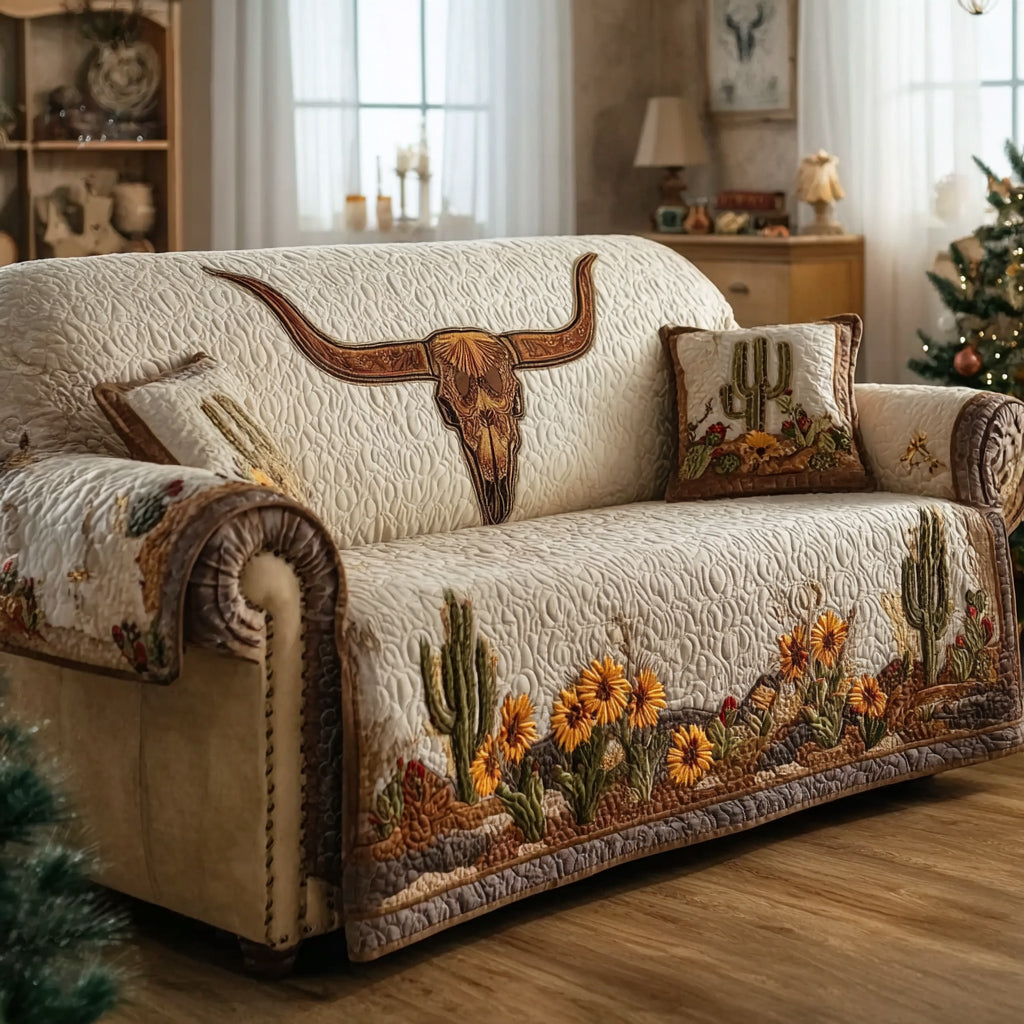 Longhorn Prairie Bloom Quilted Sofa Cover Sofa Protector Cover Gift Ideas For New Moms