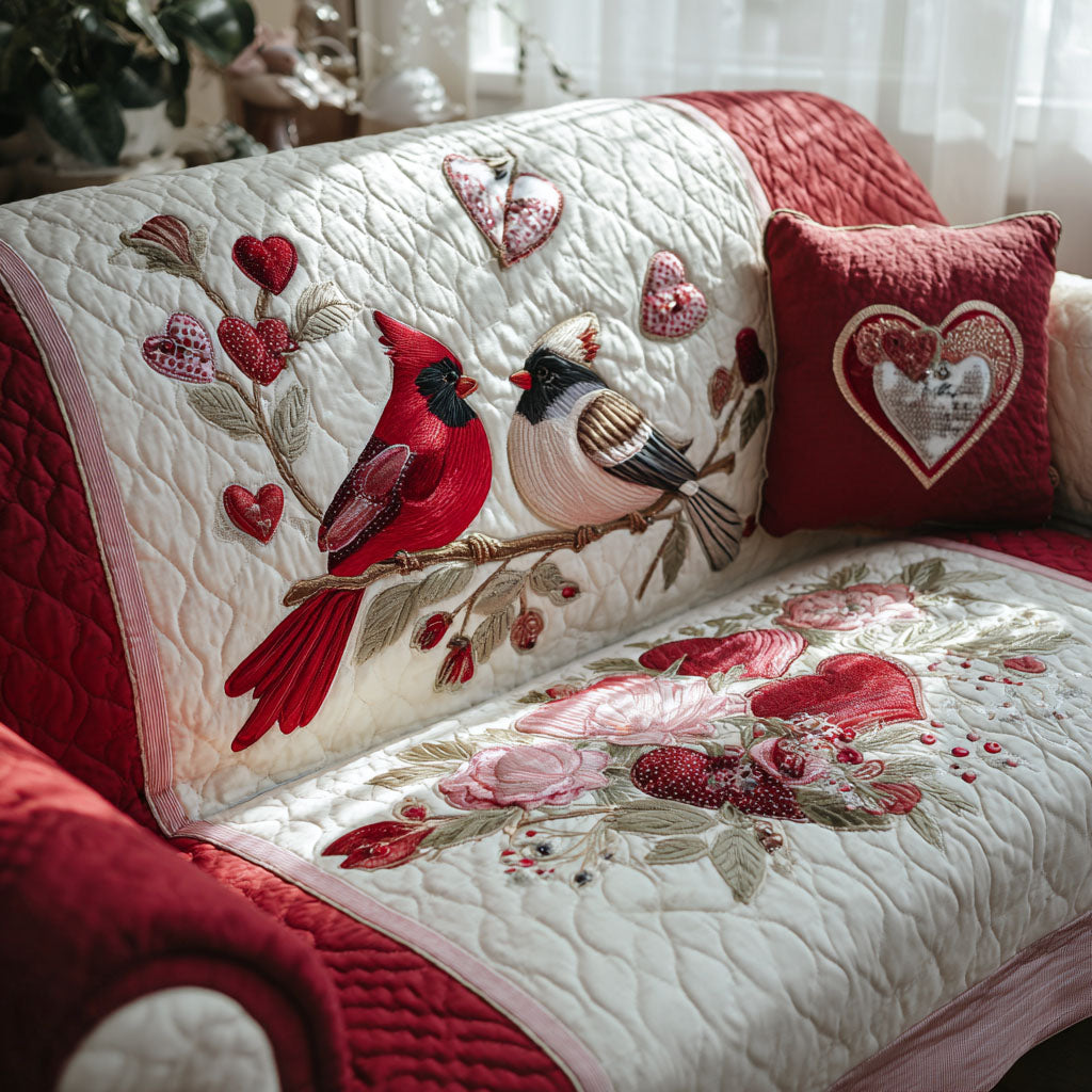 Love Branch Quilted Sofa Cover Sofa Protector Cover Cardinal Gifts For Christmas