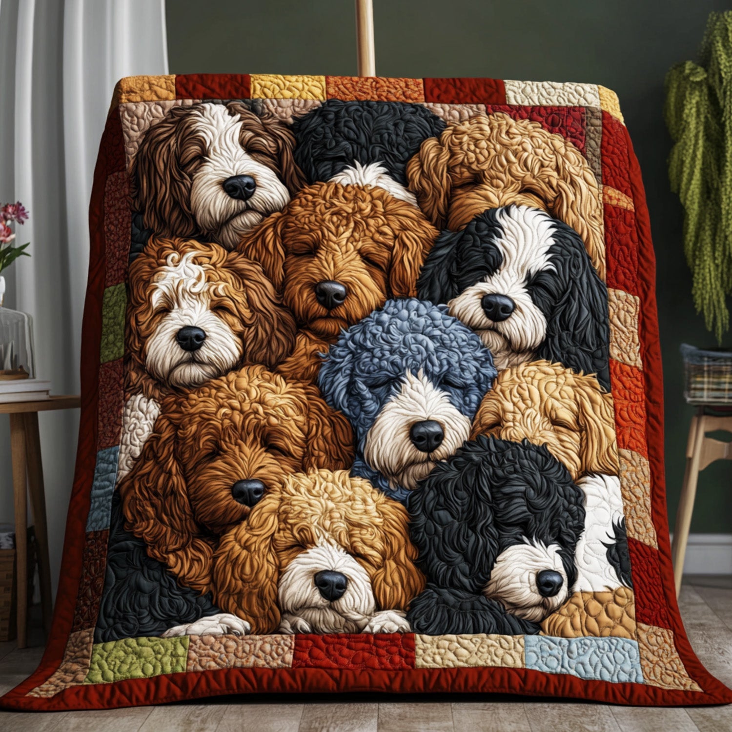 Love Doodles Quilted Blanket Bedroom Holiday Decor Christmas Presents For Mom
