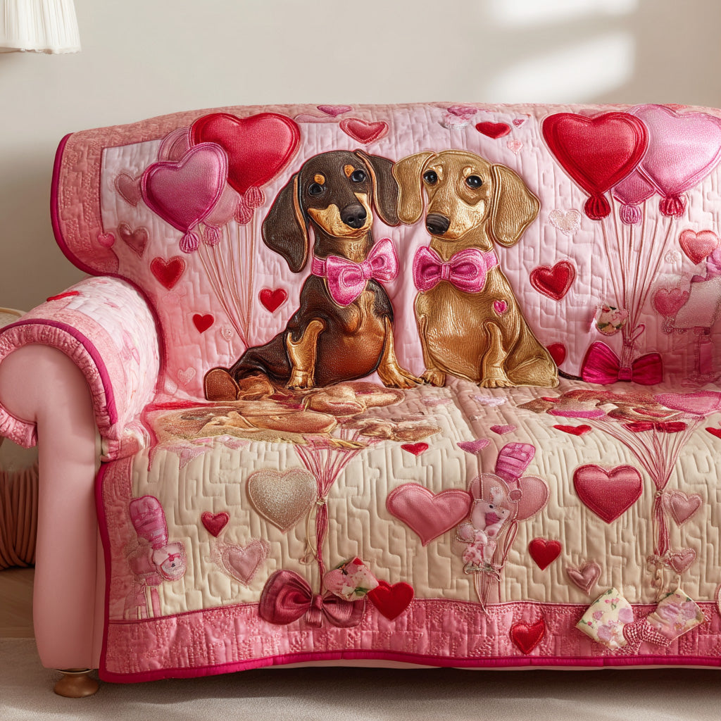 Love Long Dog Quilted Sofa Cover Home Decor Best Presents For Dog Owners